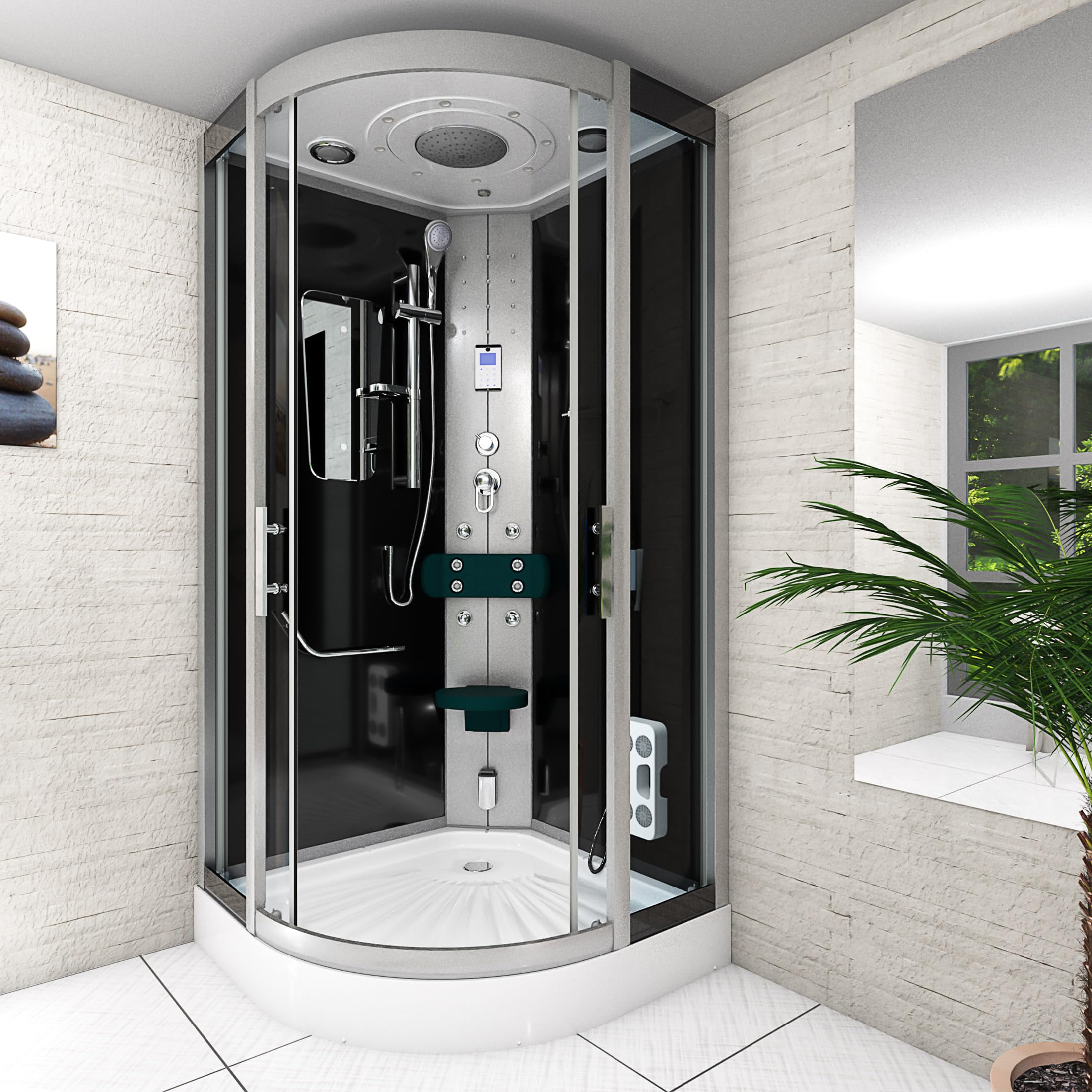 AcquaVapore Dampfdusche Duschtempel Sauna Dusche Duschkabine D46-23T2 100x100 cm ohne 2K Scheiben Versiegelung