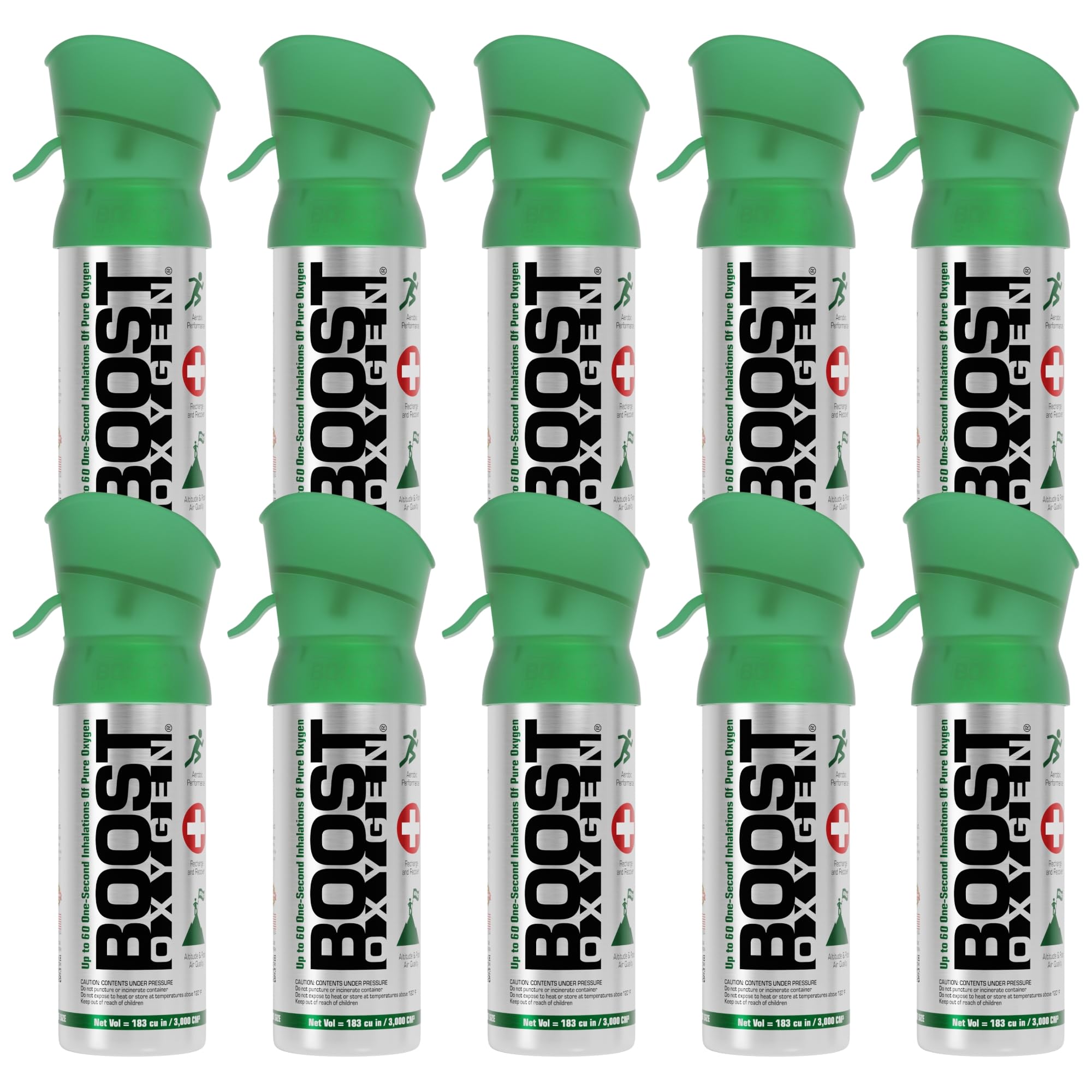Boost Oxygen Pocket Size Natural 3L Canister | Respiratory Support for Aerobic Recovery, Altitude, Performance & Health (10 Pack)