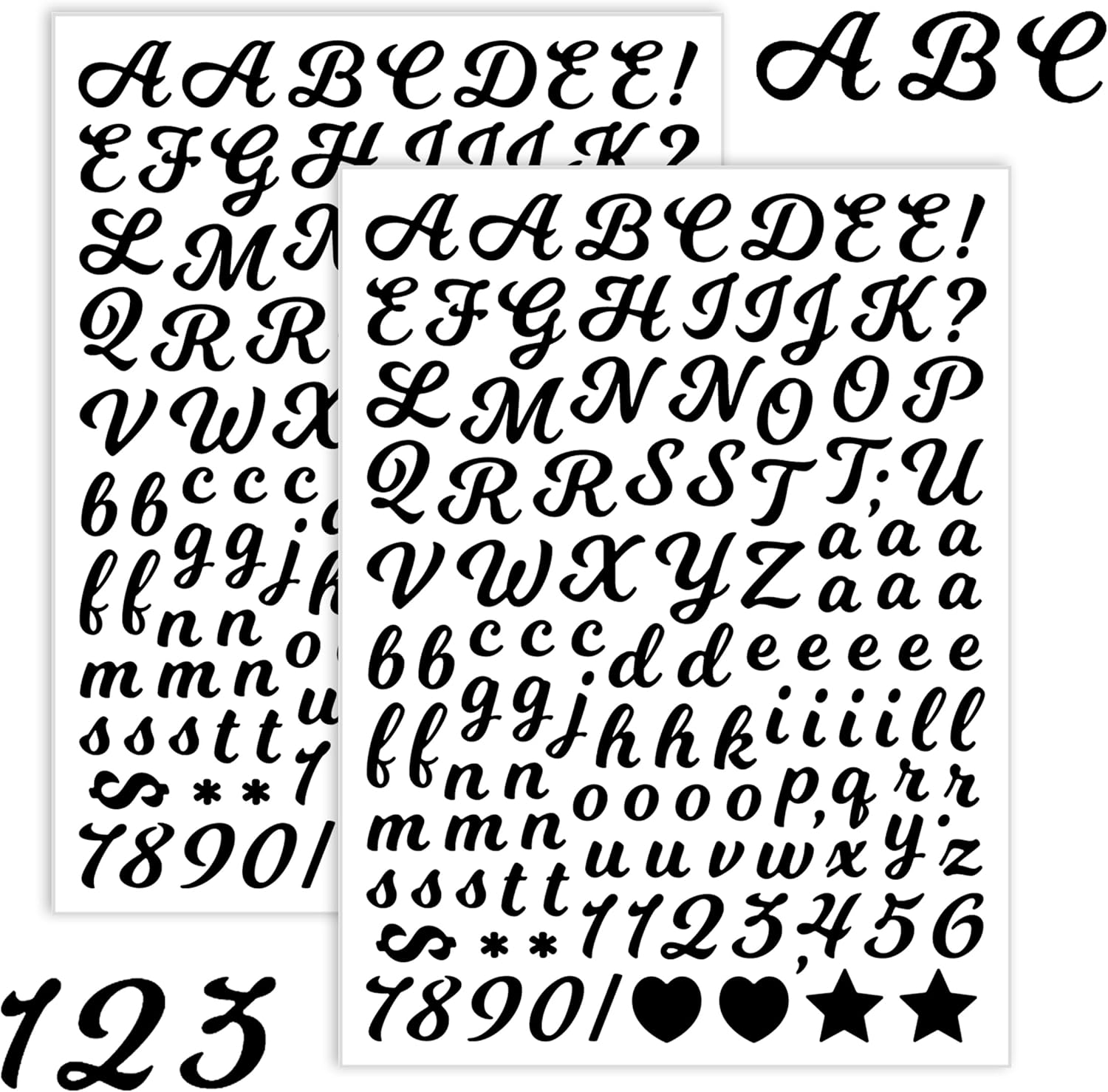 1768 Pieces 15 Sheets Letter Stickers, 0.5 Inch Small Deco Stickers Waterproof Alphabet Stickers,1/2" Half in Mailbox Sticker Vinyl Stick On Letters for Mailbox,Window,DIY (Cursive,Black)