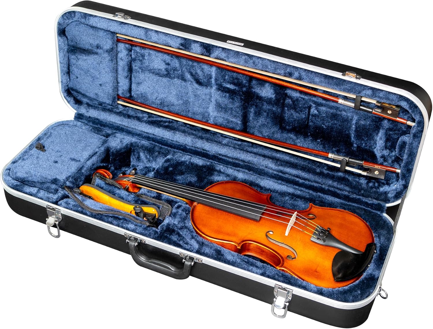 MI&VI NS-5150 ABS Hard Violin Case (3/4 Size) with Adjustable Straps | Velvet Plush Cushion | Hardshell Case for 3/4 Sized Violins (Blue)