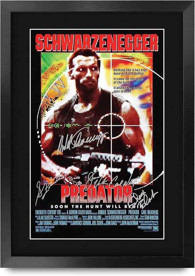 Photo A4 Arnold Schwarzenegger Predator - Autographe Imprimé, Cadre Noir, Cadeau Fan Cinéma