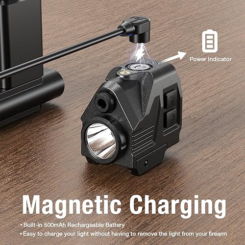 Miniatura 4 de SIXRAY Luz de pistola láser combo linterna de haz azul, pistola táctica montada en riel azul claro luz láser luz 420 lúmenes con estroboscópico