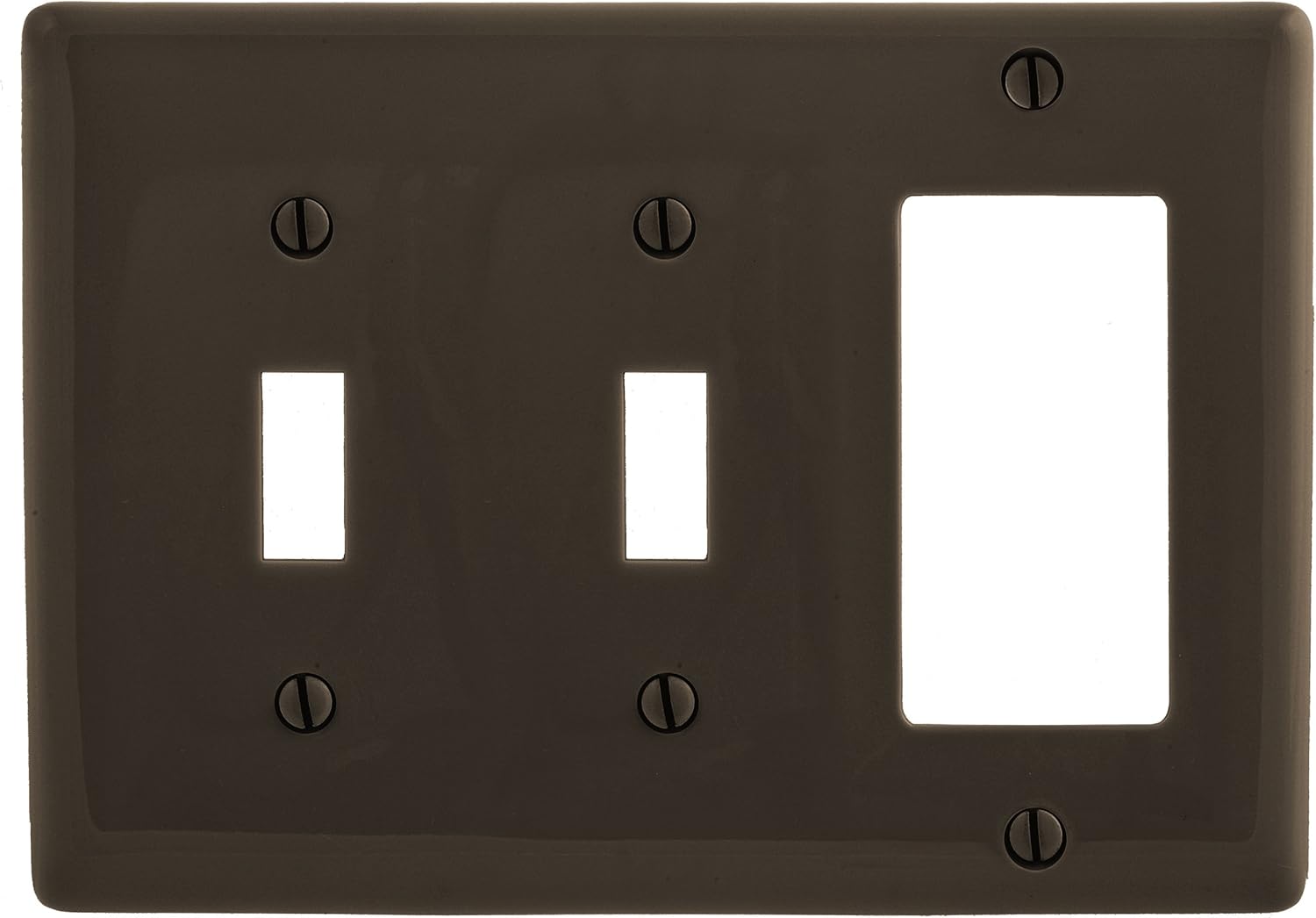 Bryant Electric NPJ226 Wallplate, Nylon, Mid-Sized, 3-Gang, 2 Toggle, 1 Decorator/GFCI, Brown