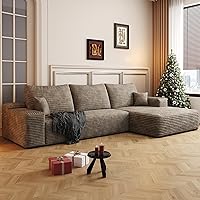 Vista 10 de Sofás seccionales de 96 pulgadas para sala de estar, sofá de nube tapizado en forma de L, sofás modulares modernos con diván