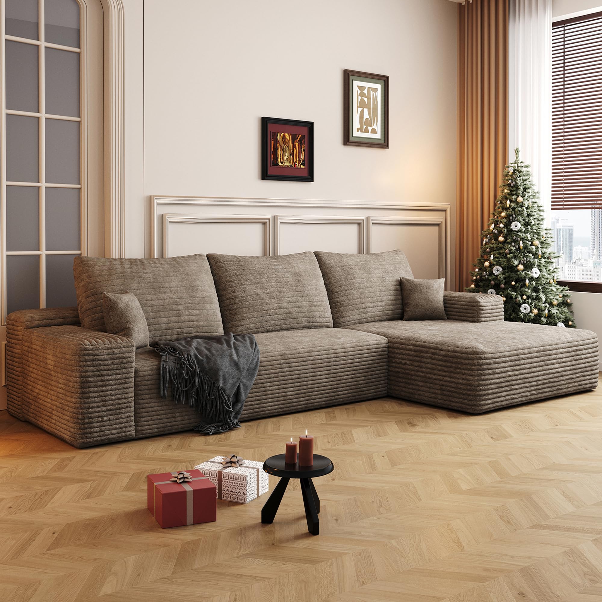 96" Sectional Couches for Living Room Cloud Couch Sofa with L-Shape Upholstered Boneless Couchs Modern Modular Sectional Couch with Chaise