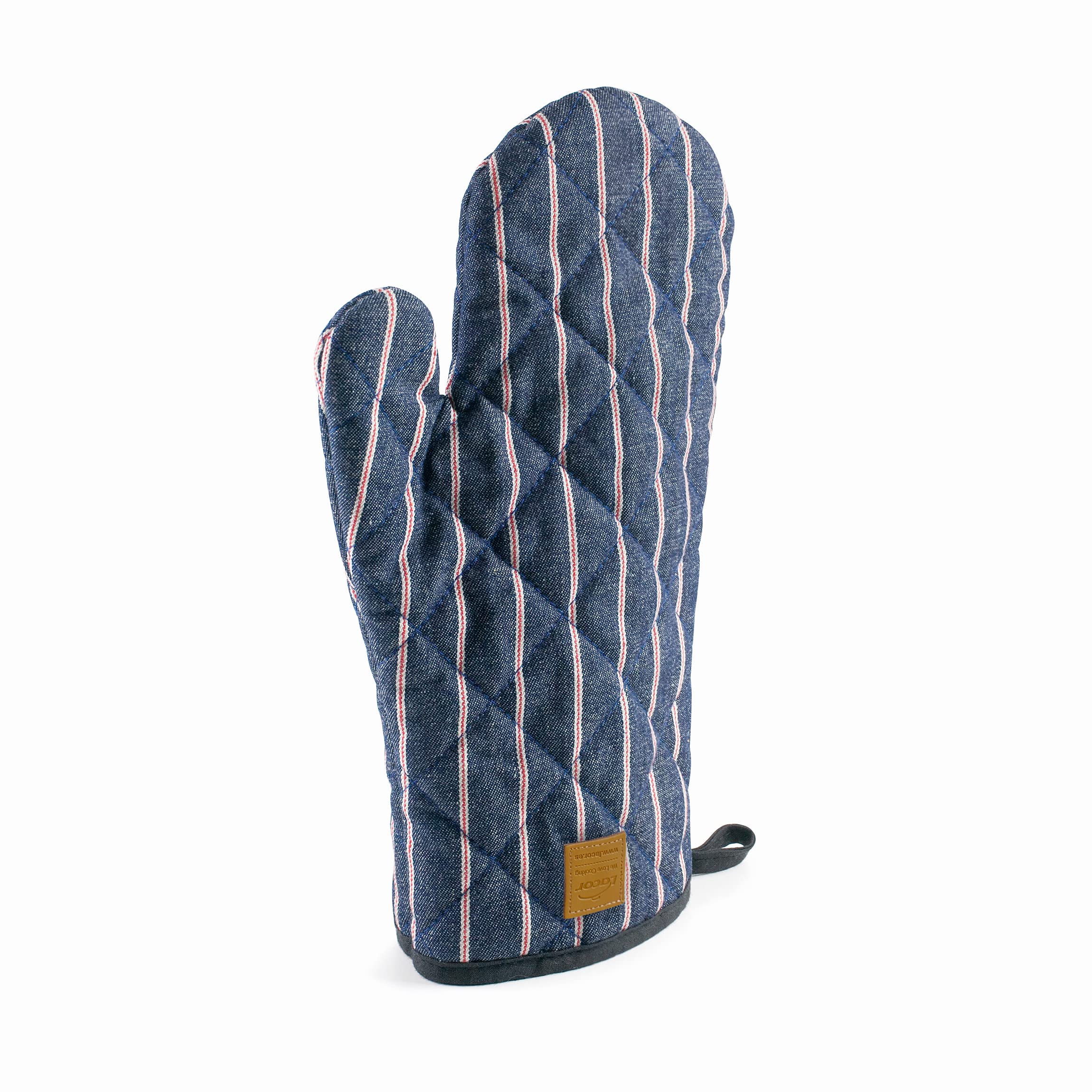 Lacor - 60037 - Oven Glove Paris Collection, Heat Resistant Mitts, Hanging Strap, 30 cm, Navy Blue