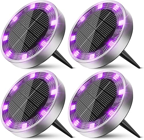 Miniatura 20 de Peasur Luces solares de suelo para exteriores, paquete de 8 luces planas de disco con energía solar, IP68 impermeable, antioxidante, iluminación de