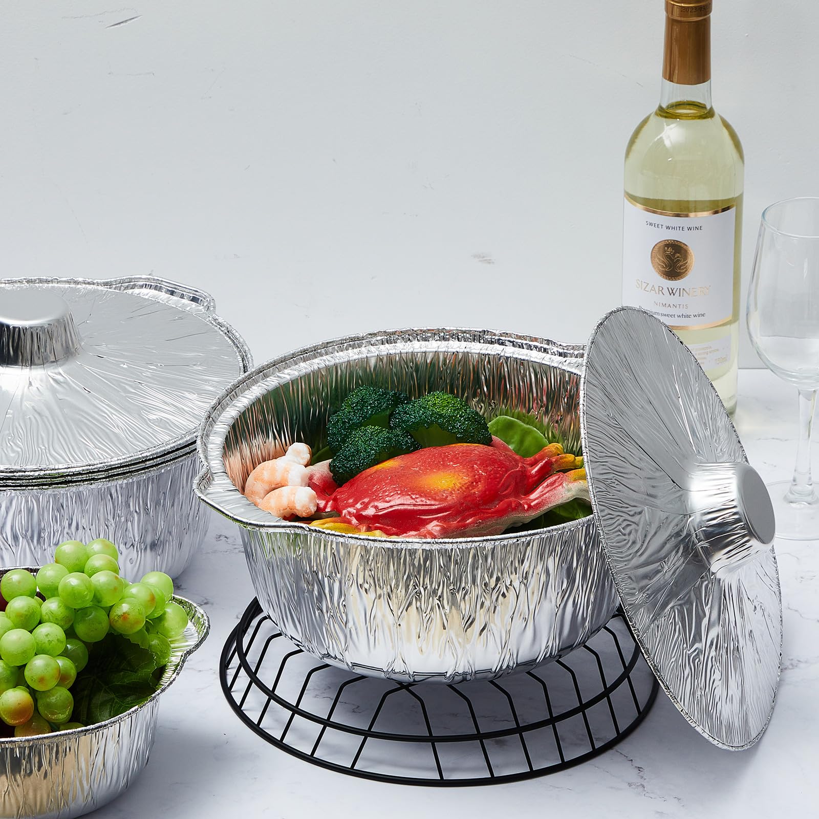 Disposable Aluminum Pots with Lids - Perfect for Camping & Baking -6