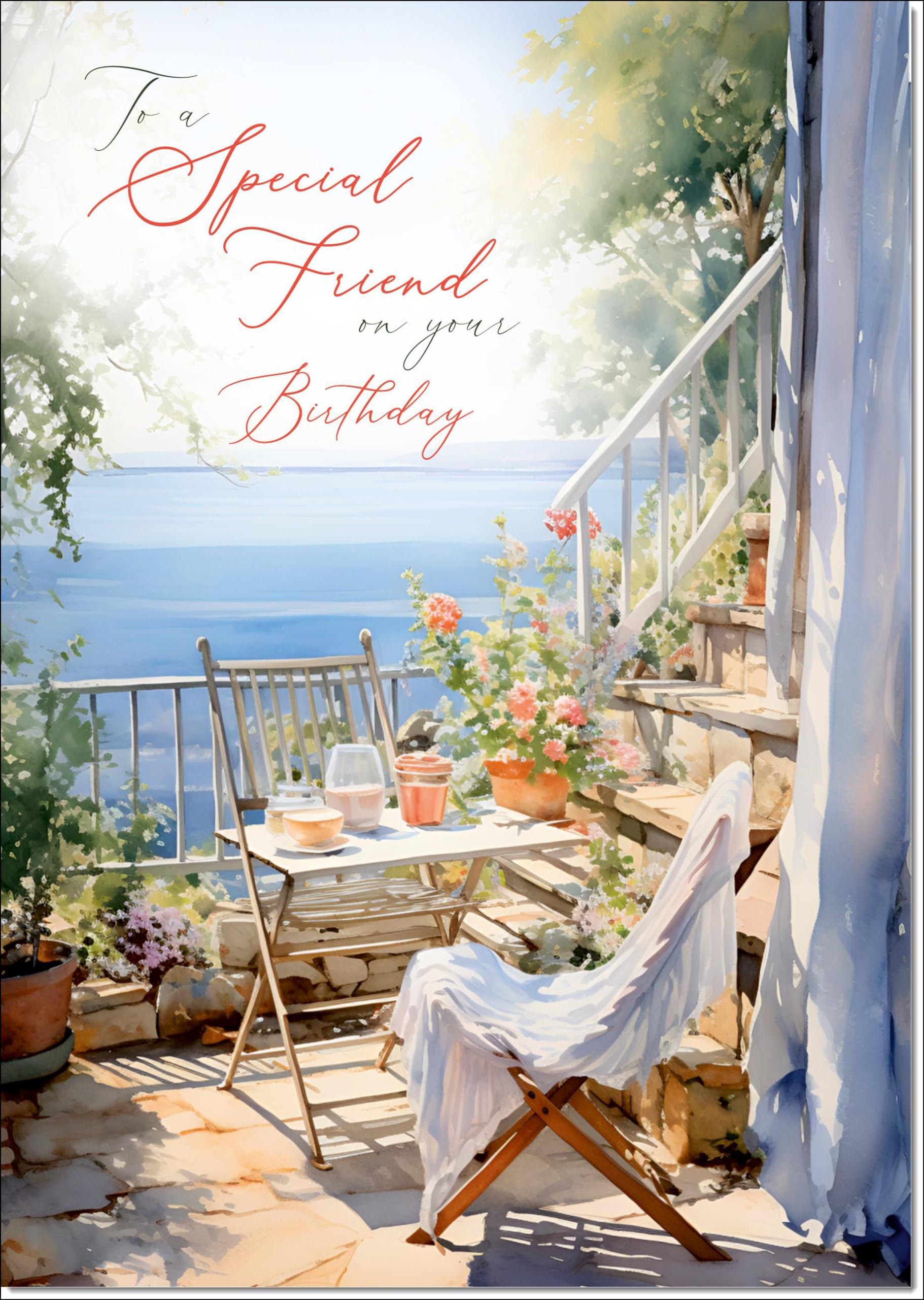 doodlecards Special Friend Birthday Card Amalfi Coast Large A4 Size with Plain Envelope — image 1