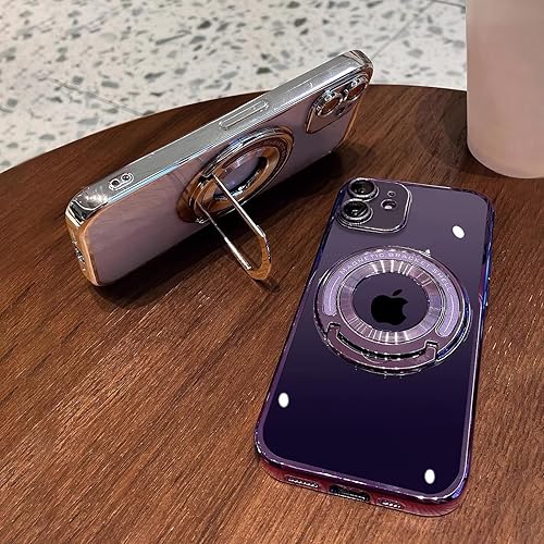 Miniatura 2 de Uioeua - Funda magnética transparente compatible con iPhone 11, con soporte transparente de lujo, con protector completo de lente de cámara para