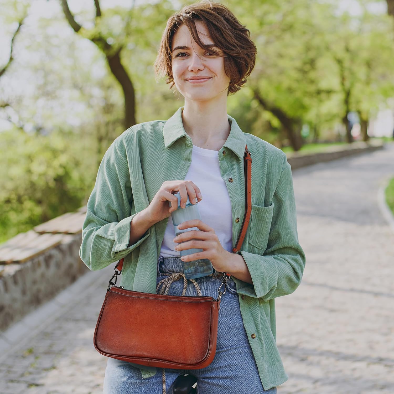 Iswee Leather Crossbody Bags for Women Small Designer Shoulder Bag Hobo Purse Satchel Handbags with Two Straps - Image 2