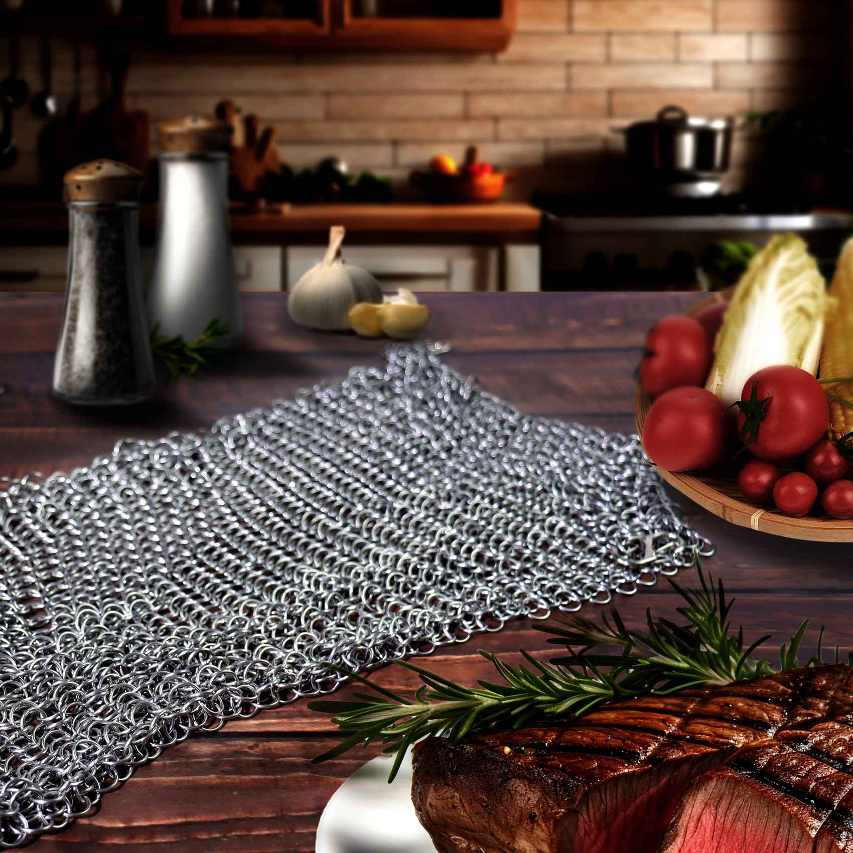 OARSE Sous Vide Weight Sinker Stainless Steel Sous Vide Accessory Kit Cooking Mesh Net Includes 4 Clips Chainmail Food Weights Mesh Prevent Undercooked Food - 13.4 inch X13.4 inch - Image 6