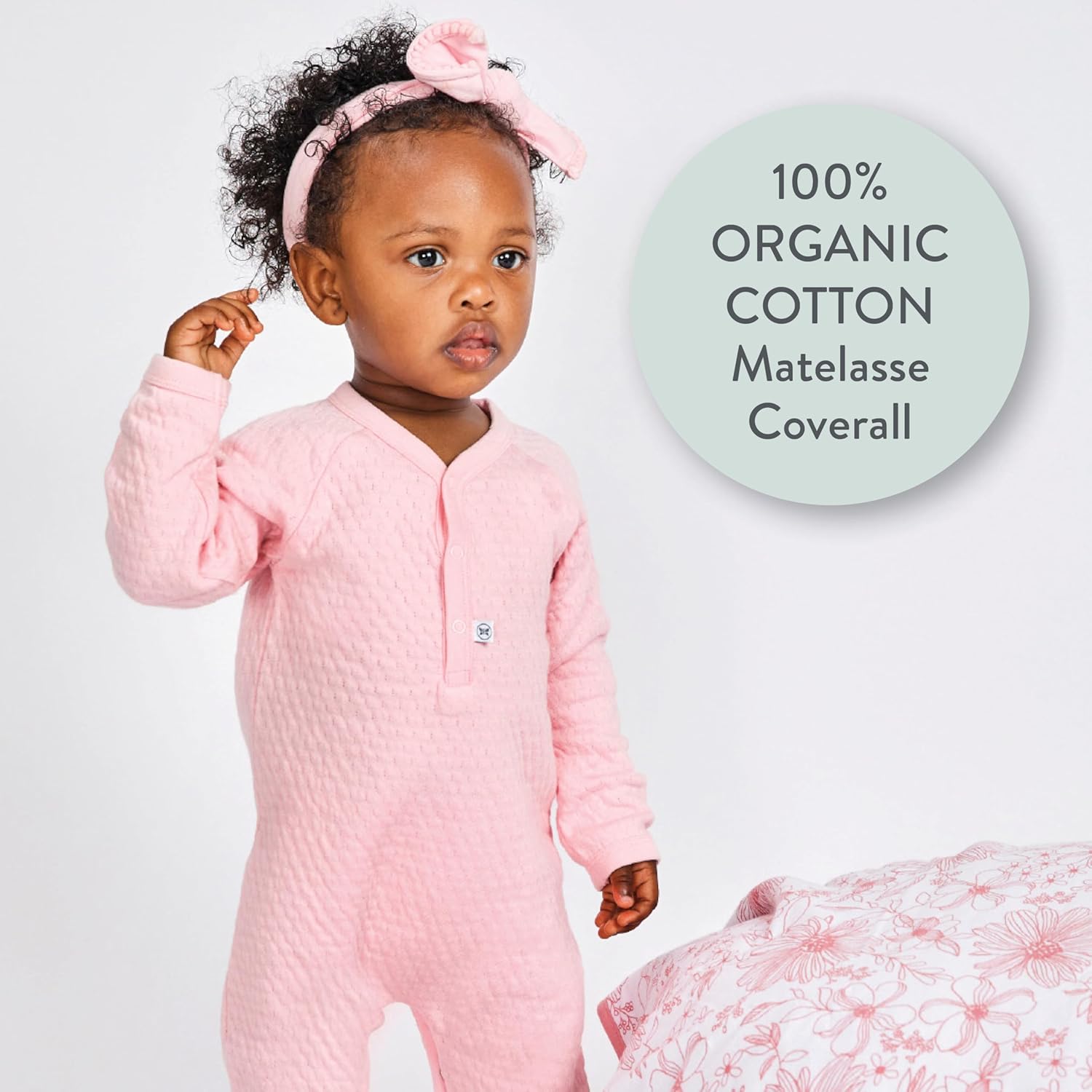 HonestBaby Baby Long Sleeve Center Snap Coverall 100% Organic Cotton for Infant, Baby Boys, Girls