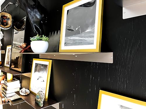 Miniatura 5 de DIY CARTEL Estante Flotante Lineal - Acero Forjado Crudo Ennegrecido - Estante de Metal Industrial de Servicio Pesado Montado en Pared Moderno