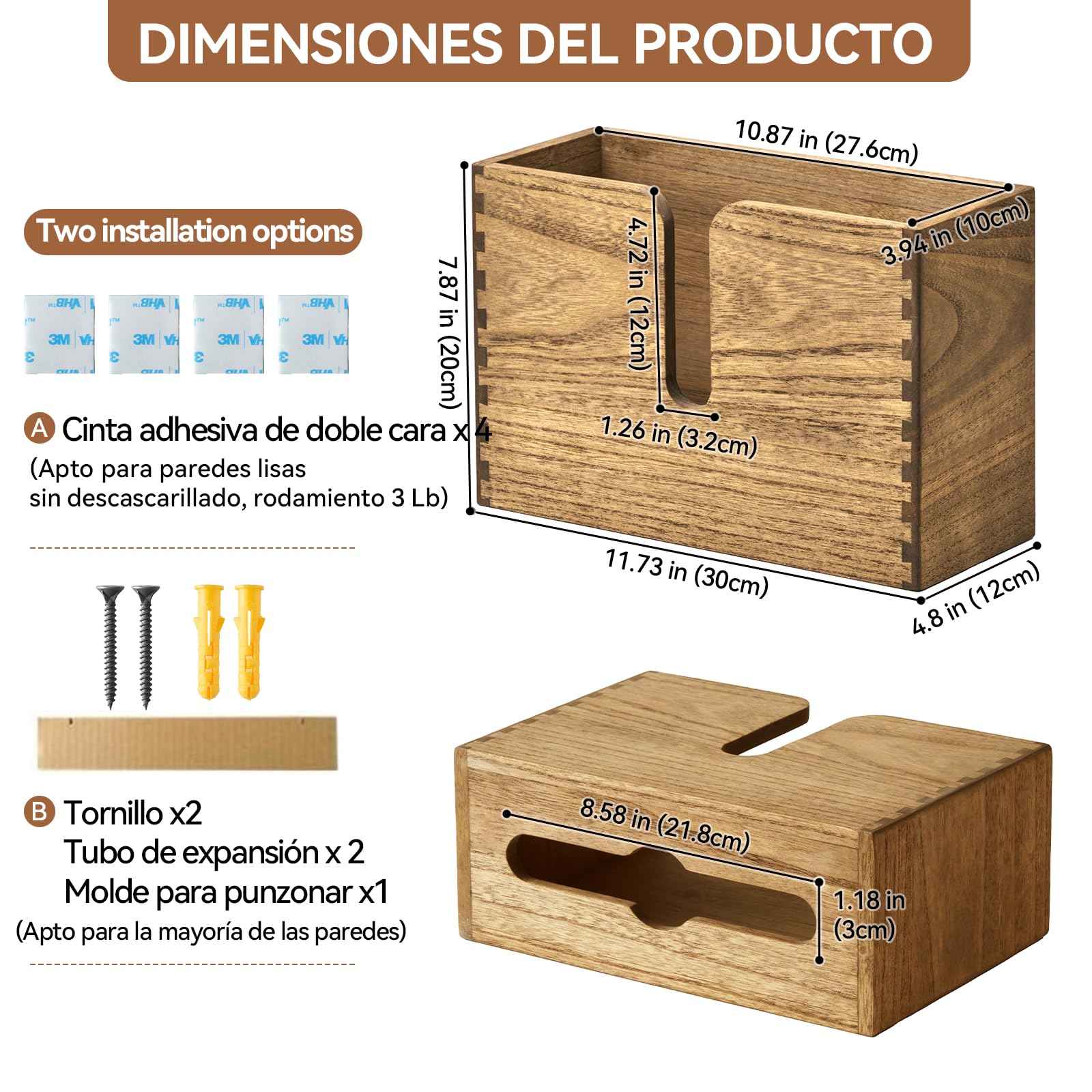 KIRIGEN Toallero de Madera Toallero de Pared para Cocina, WC y baño con Capacidad para Toallas dobladas en C, Z y Triple Servilletas Amarillo-marrón