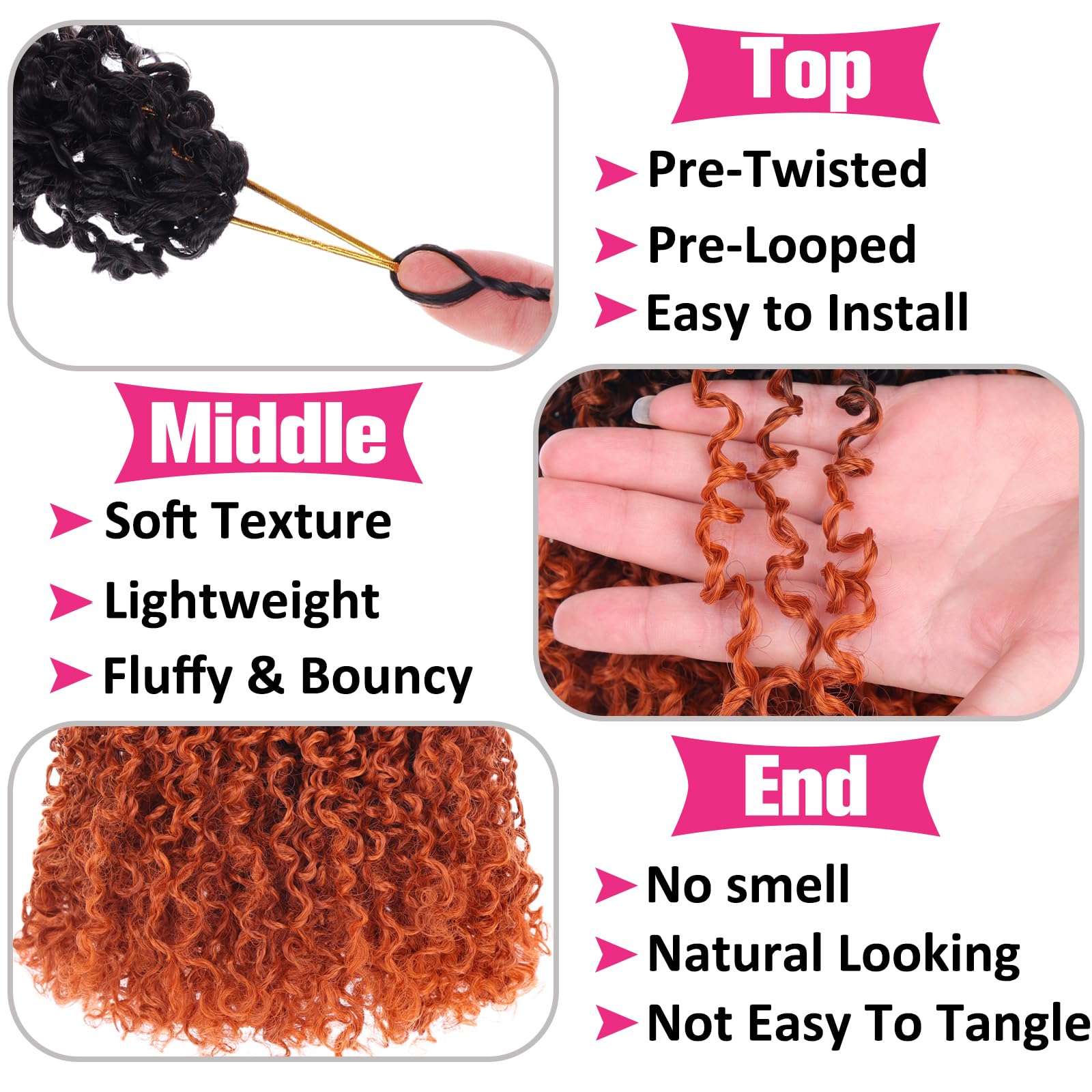 Unionbeauty RS24C# - Pelo de ganchillo pretrenzado de 10 pulgadas, 8 paquetes de pelo corto de ganchillo preenrollado con micro resorte, trenzas de ganchillo sintéticas