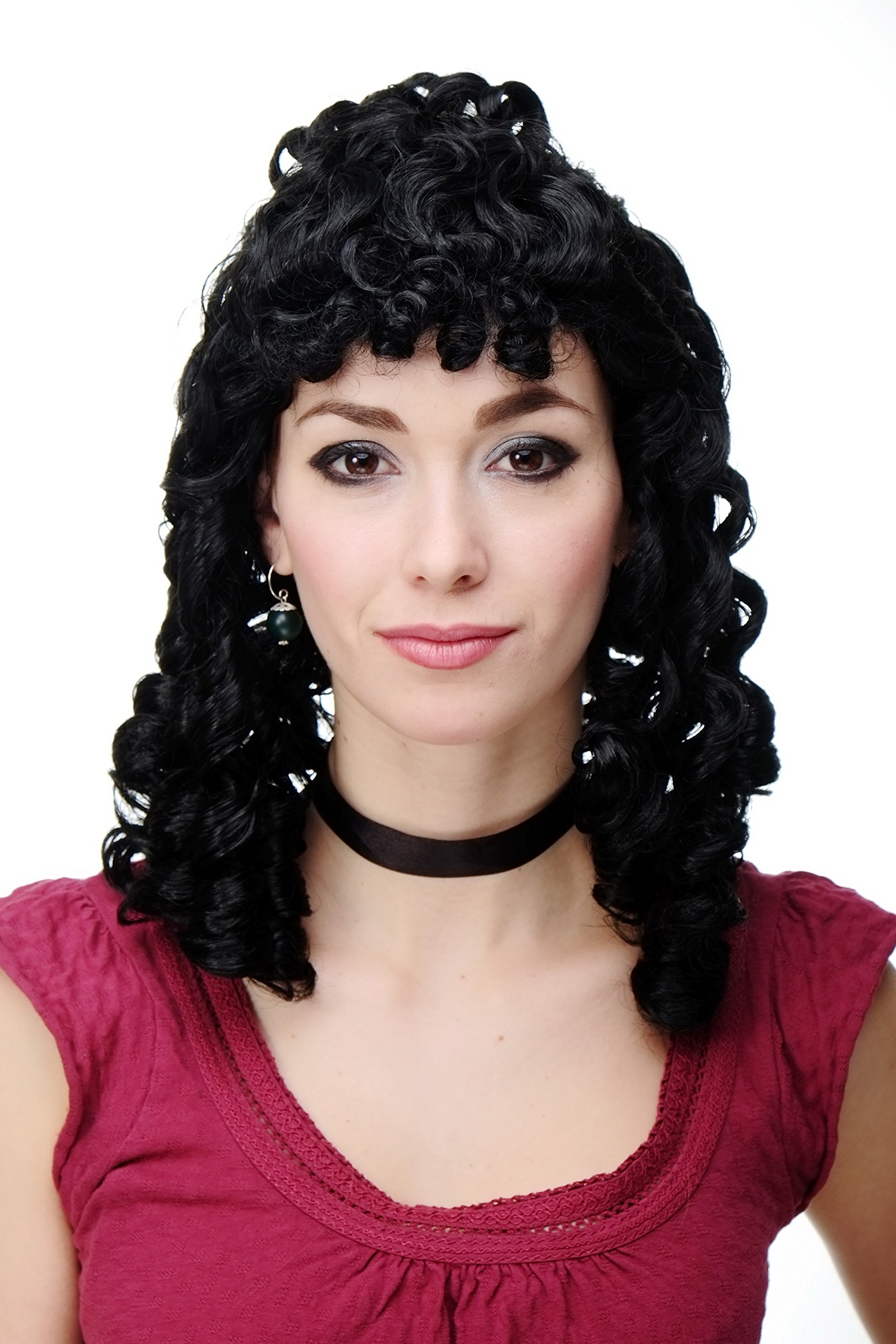 Peluca Rococó WIG ME UP RJ048 De Tirabuzones Para Carnaval Y Fiestas | Estilo Renacimiento En Color Moreno Con Red Transpirable