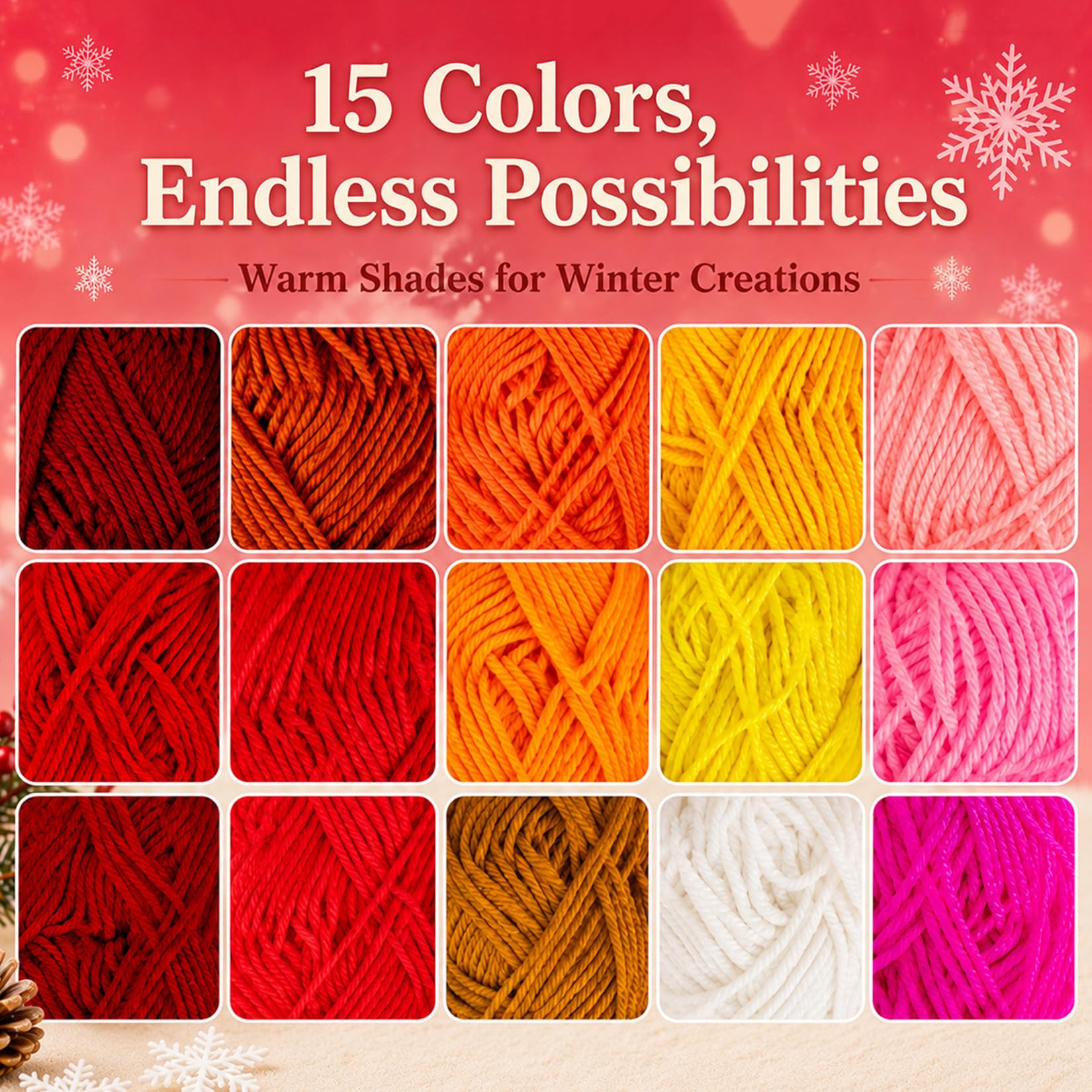 15 hilos de colores brillantes
