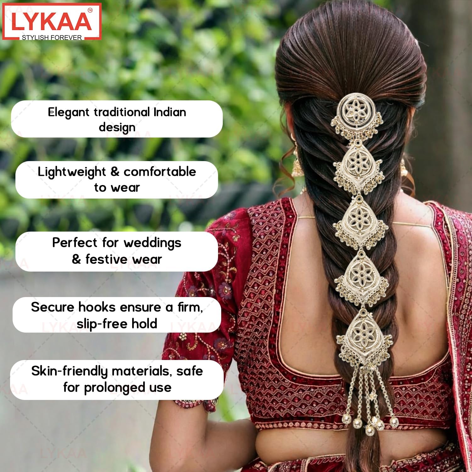 Silver Tone Oxidized Floral Hair Parandi with Ghungroo Tassels | Traditional Bridal Braid Paranda Hair Accessory for Wedding & Festive Occasion- 1 Pcs