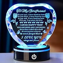 Valentines Day Gifts for Girlfriend Romantic Heart Gift for Her Best Birthday with Ideas to My Girlfriend Crystal Keepsakes Anniversary I Love You Gifts for Her from boyfriend (Girlfriend Gifts)