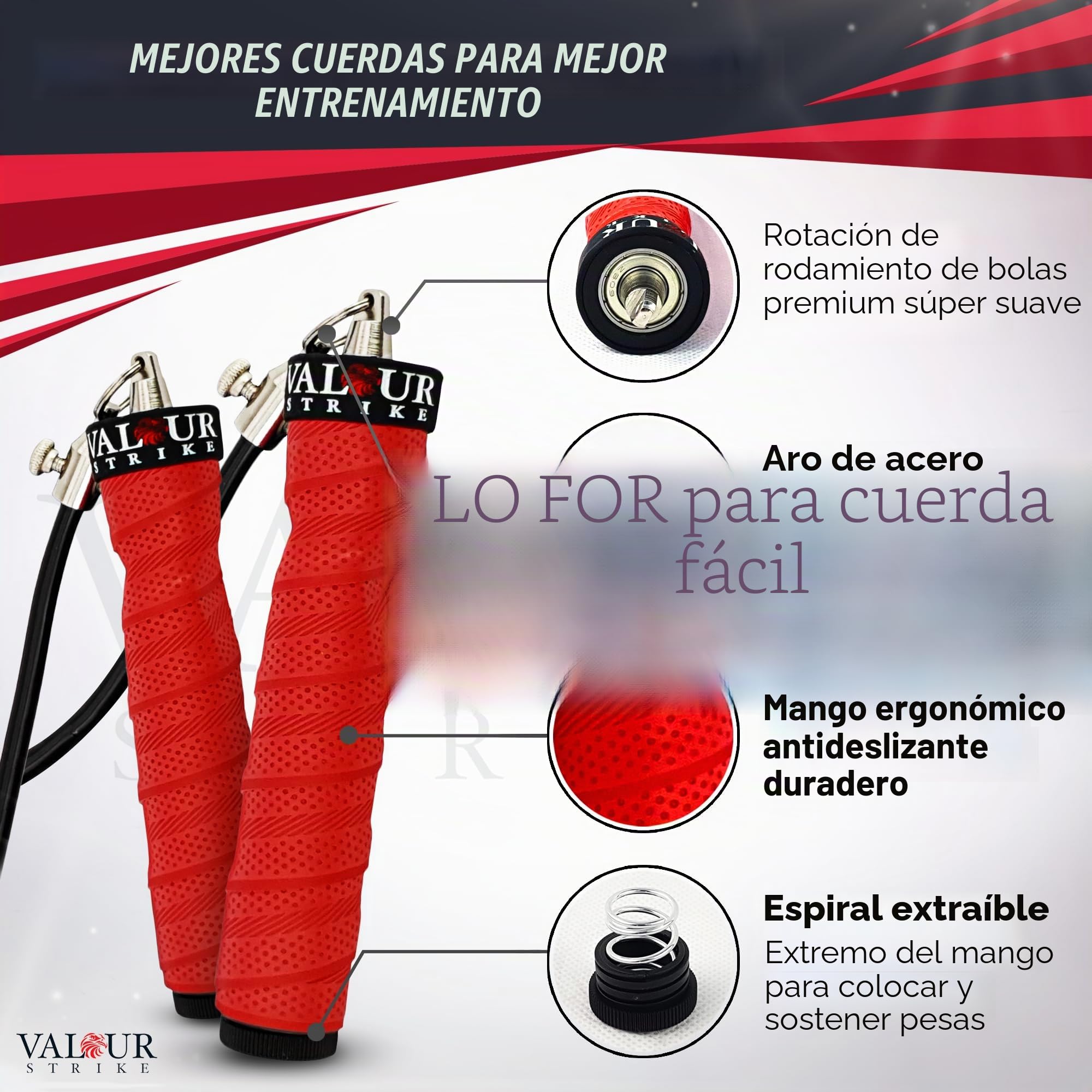 Valour Strike Cuerda de saltar pesada | La mejor cuerda de saltar para entrenamiento cardiovascular y entrenamientos en casa al aire libre | Cuerda de saltar pesada para equipos de ejercicio de