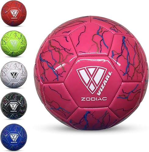 Vizari Zodiac Balón de fútbol para entrenamiento al aire libre y juego divertido  Pelota de fútbol al aire libre con vejiga de goma y cuero