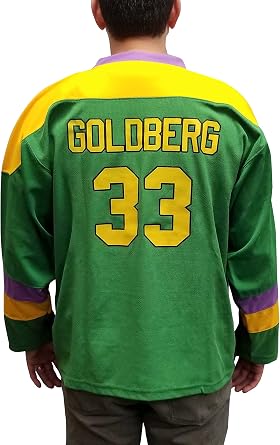 Greg Goldberg #33 Ducks Hockey Jersey - 90s Halloween Costume Sports Movie Gift - Team Player Group Green Uniform Ice Sweater
