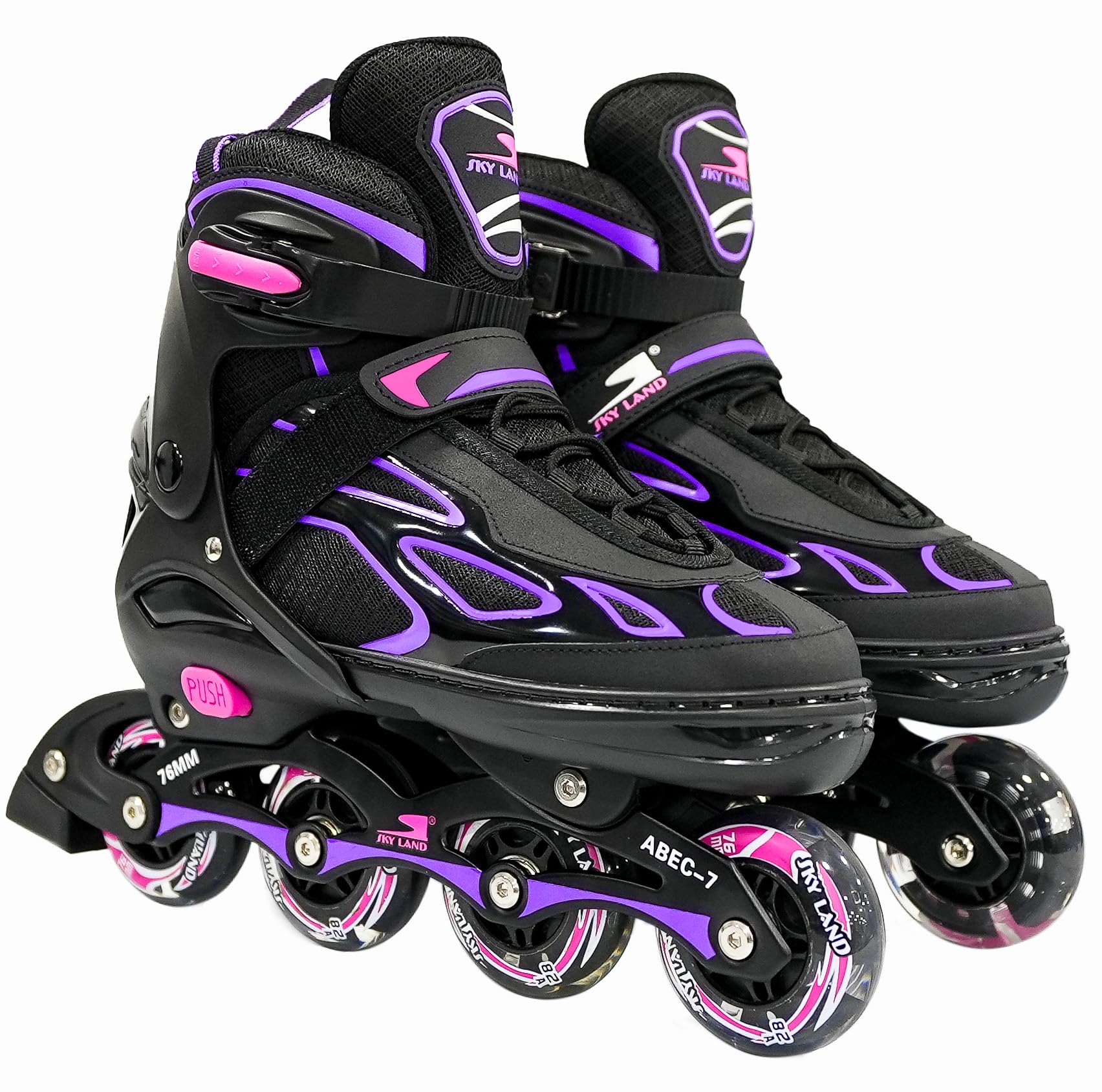 SKY LAND Professional Inline Skates with 8 Illuminated Wheels - Comfortable Roller Skates for Kids And Teens