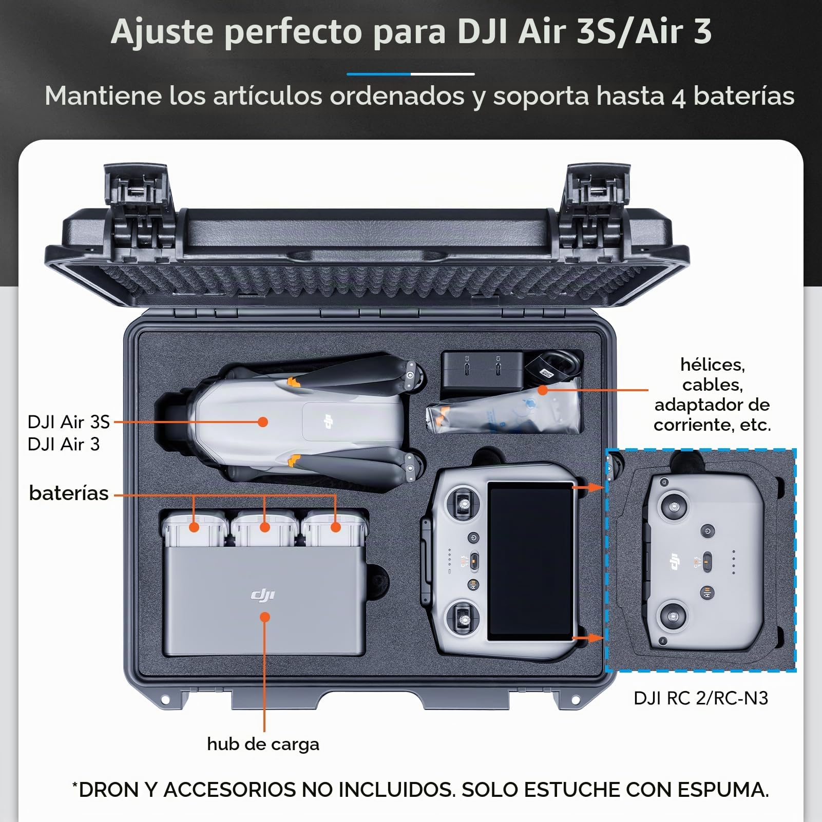 Lykus Titan MA310 Maletín/Maleta/Estuche/Case Impermeable para dji Air 3S/Air 3 y dji RC 2/RC-N2, Compatible con Correa RC [Solo MALETÍN]