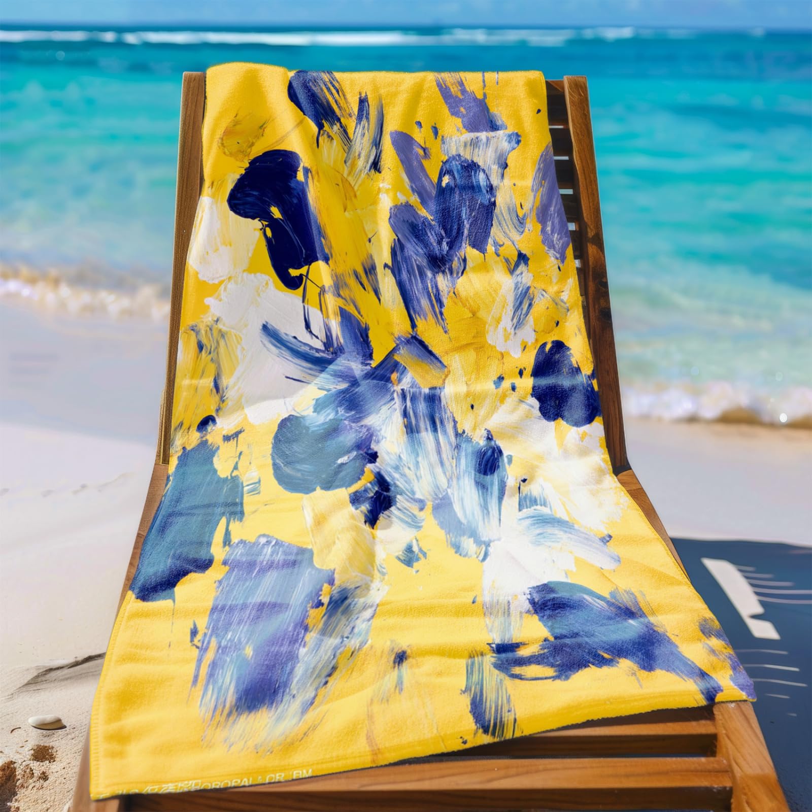 Generico Telo Mare Grande Modello Giallo Blu | Microfibra Telo Mare Antisabbia Leggero Compatto Asciugatura Rapida Assorbente Per Piscina Bagno Lavabile Fino