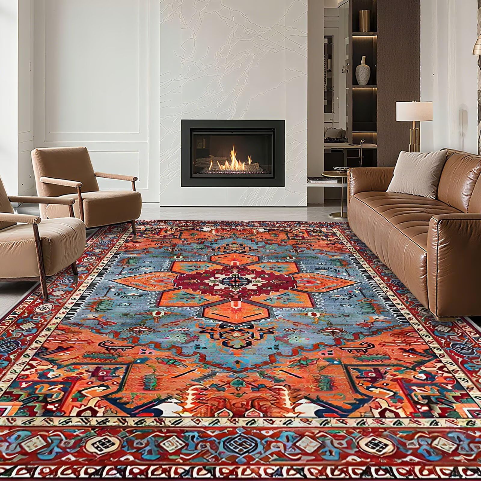 Tapis lavable pour éliminer les taches tenaces tapis artistique rétro rouge 180x280