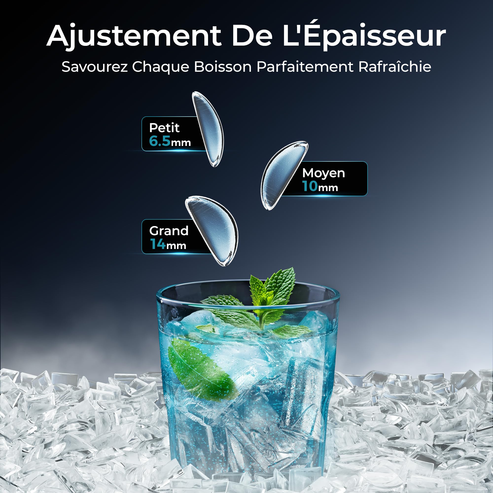 EUHOMY LunaArc Crescent Machine à Glaçons Portable avec Croissant de Cristal 1600 Pièces/Jour Prêt en 12 Minutes Nettoyage Automatique en Profondeur Machine à Glaçons pour Whiskey/Café/Boissons
