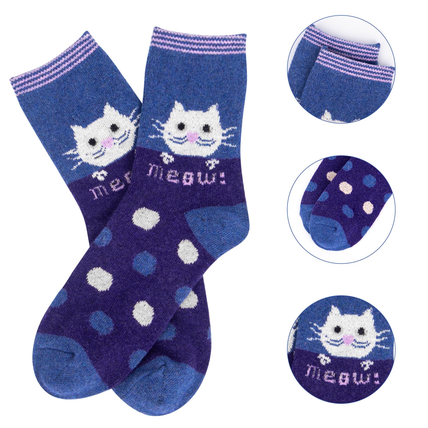 YSense Snug 5 Paia di Calze Calde Invernali da Donna - Calze di Lana Comode per Escursionismo, Multicolore