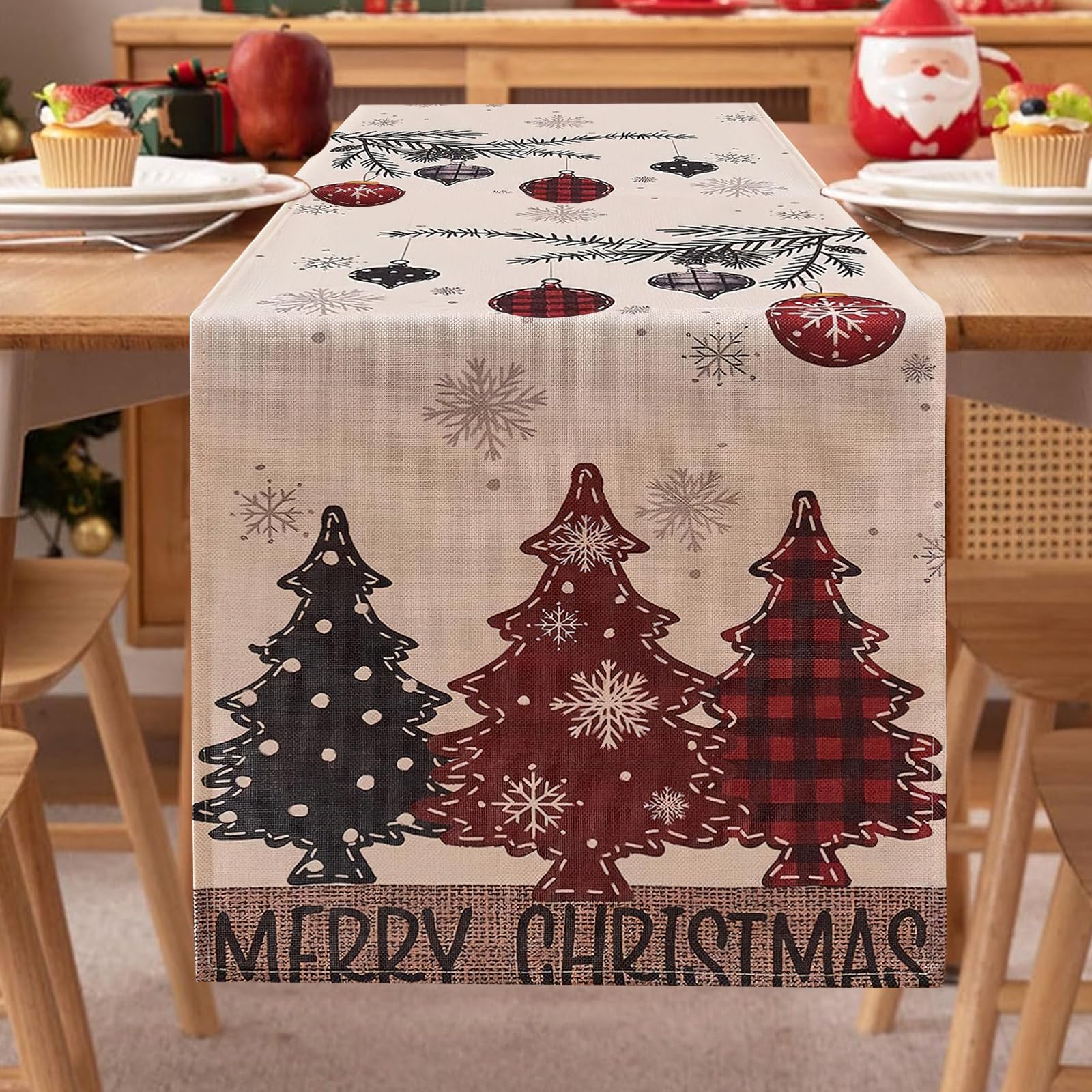 HYran Camino de Mesa Navideño, Camino de Mesa Navidad 240 x32cm, Camino de Mesa Navideño Rectangular, Camino Mesa Navideño, Decoracion Mesa Navidad, Decoraciones para Fiestas Navideñas