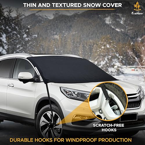 Miniatura 4 de EcoNour Cubierta de parabrisas para hielo y nieve  Cubierta de parabrisas con correa elástica de gancho en S  Diseño de doble correa resistente al