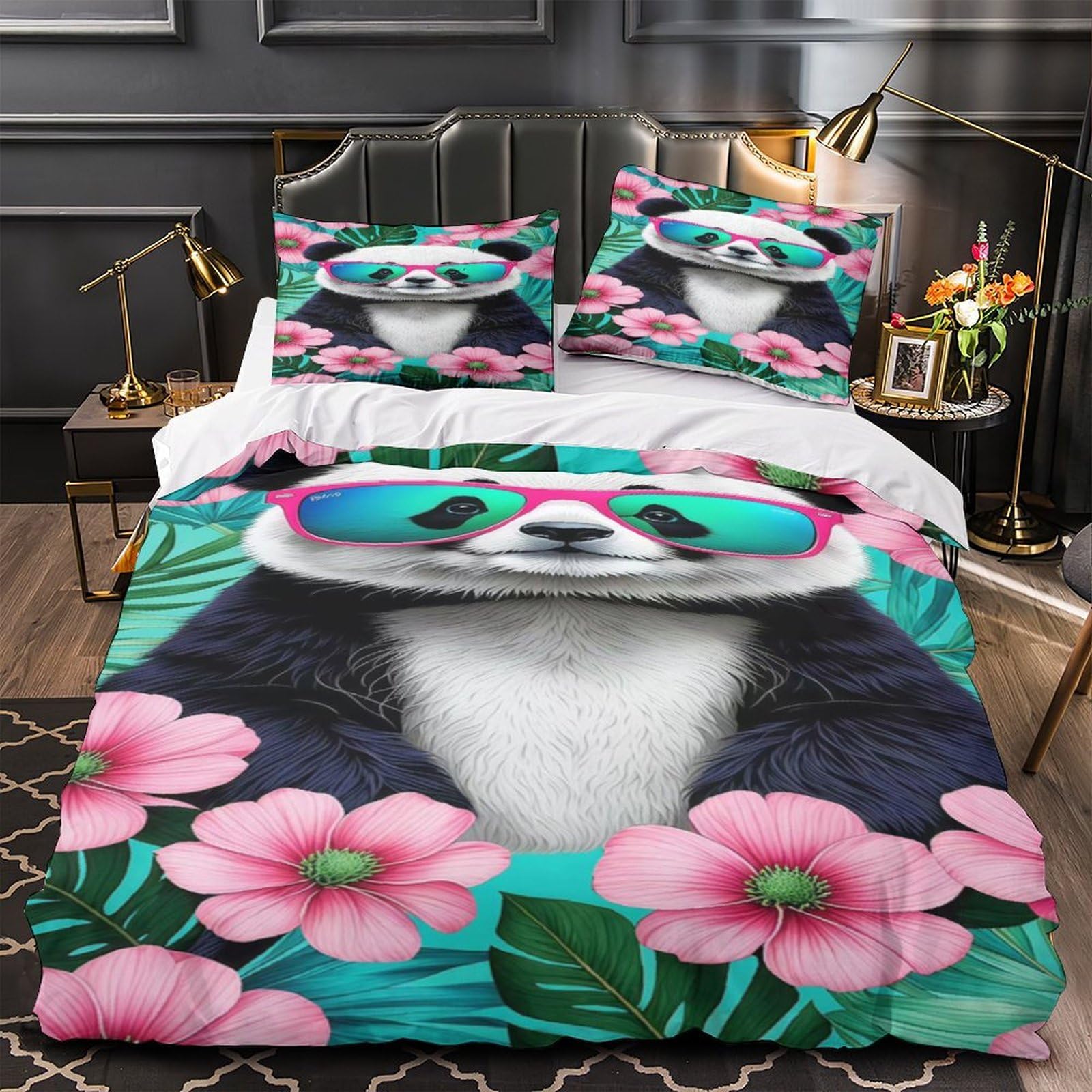Parure de lit microfbre 3D super douce motif panda tropical cool