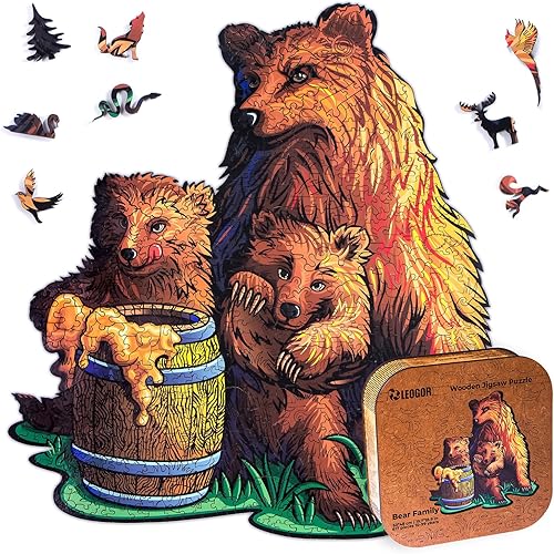 LEOGOR Rompecabezas de madera para adultos con formas majestuosas de león y mosaico, difícil y único para una experiencia de rompecabezas desafiante