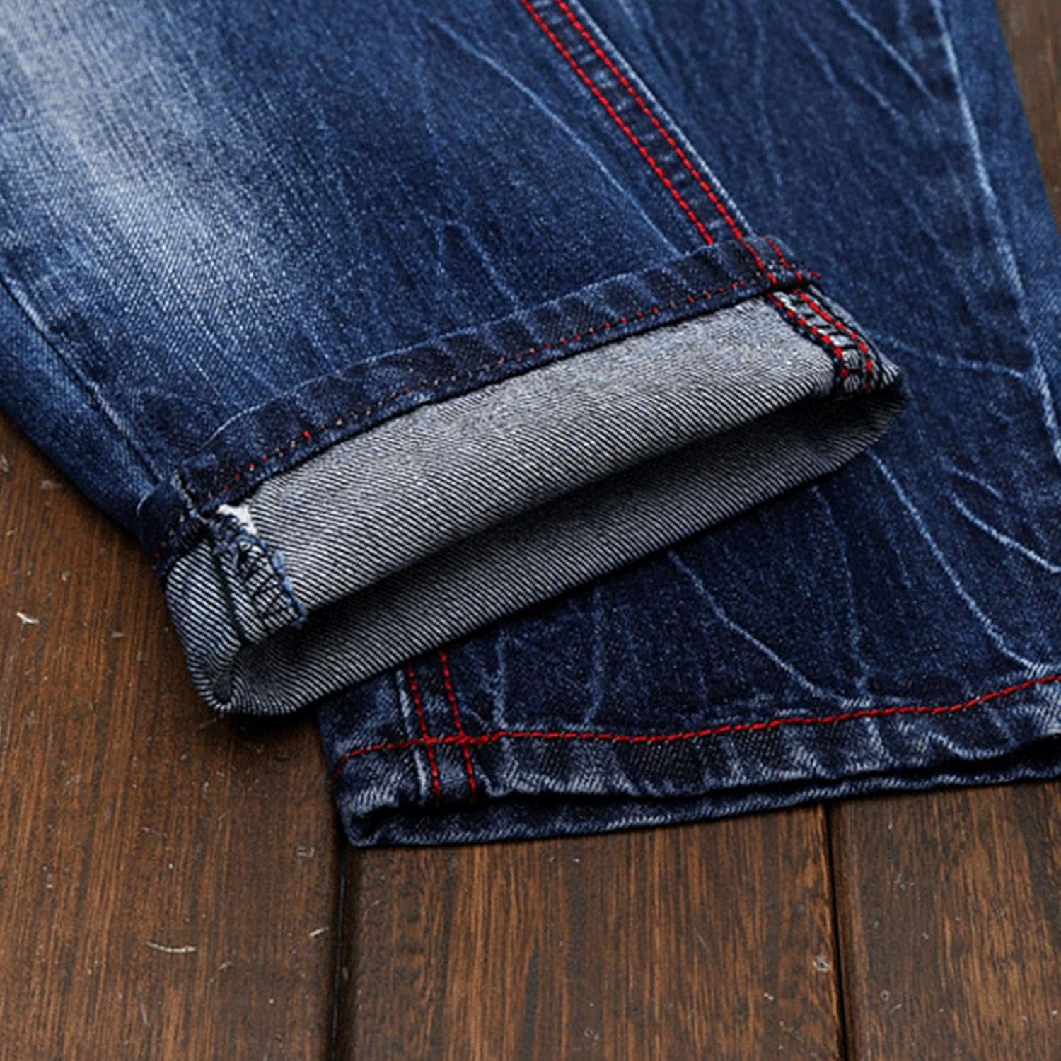 Mens Distressed Regular Jeans Stretch Comfort Tapered Jean Pant Slim Fit Straight Ripped Denim Pants