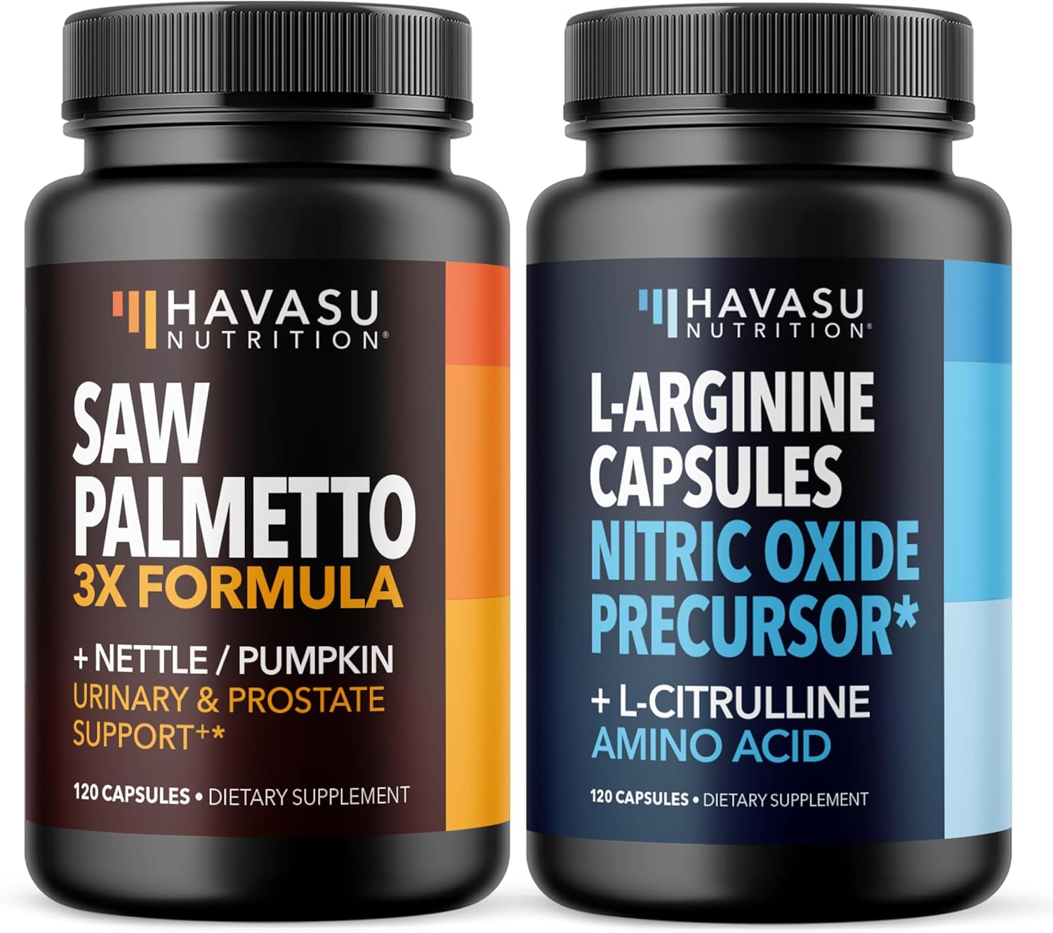 Saw Palmetto with Nettle & Pumpkin + L-Arginine with L-Citrulline Supplement Bundle for Men - Prostate Health & Nitric Oxide Production Bundle for Active Male Health - 60 Servings of Each