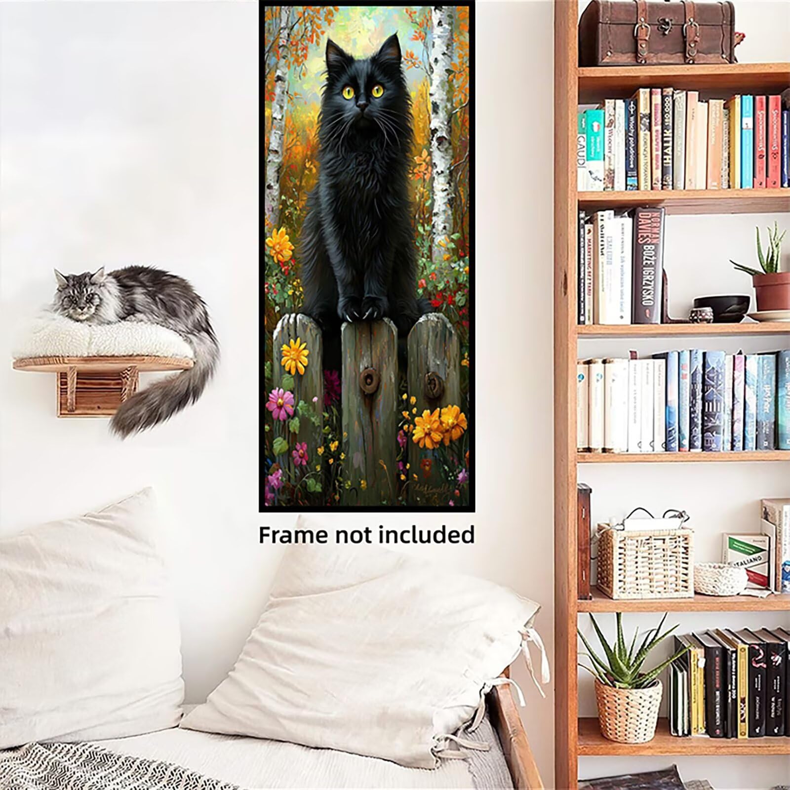 Malen Nach Zahlen 50x150cm Leinwand Chrysanthemum Malen Nach Zahlen Erwachsene mit Ohne Rahmen, DIY Kreativ Set für Erwachsene mit Pinseln und Acrylfarbe, Zimmer Deko Katze Landschaft Geschenk, P0M452