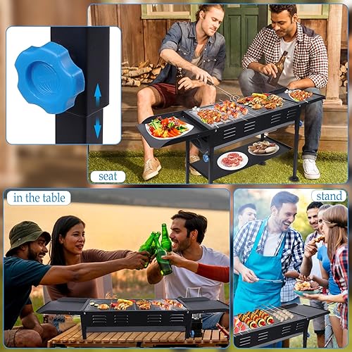 Miniatura 3 de Mydio Parrilla de carbón Parrilla de barbacoa de camping Parrilla plegable Parrilla de carbón Parrilla de carbón Parrilla de ahumador Parrilla de