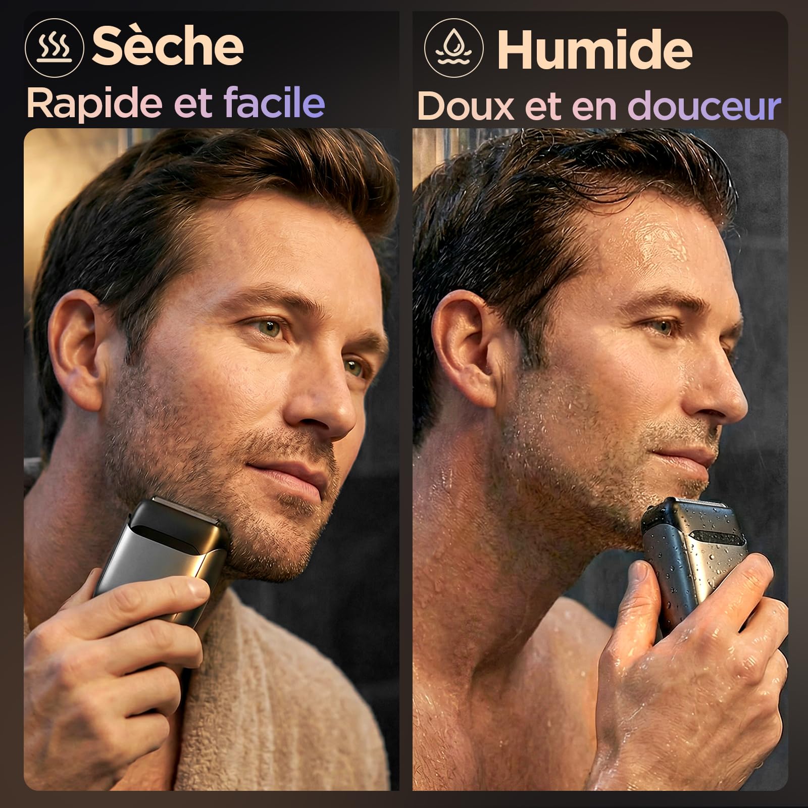 Rasoir Electriques Hommes, Yineel VT100 Mini Rasoir à Lames avec 3 Lames Flottantes, Étanche IPX7, USB-C Recharge, Compact et Portable, avec Étui de Rangement, Cadeau pour Hommes