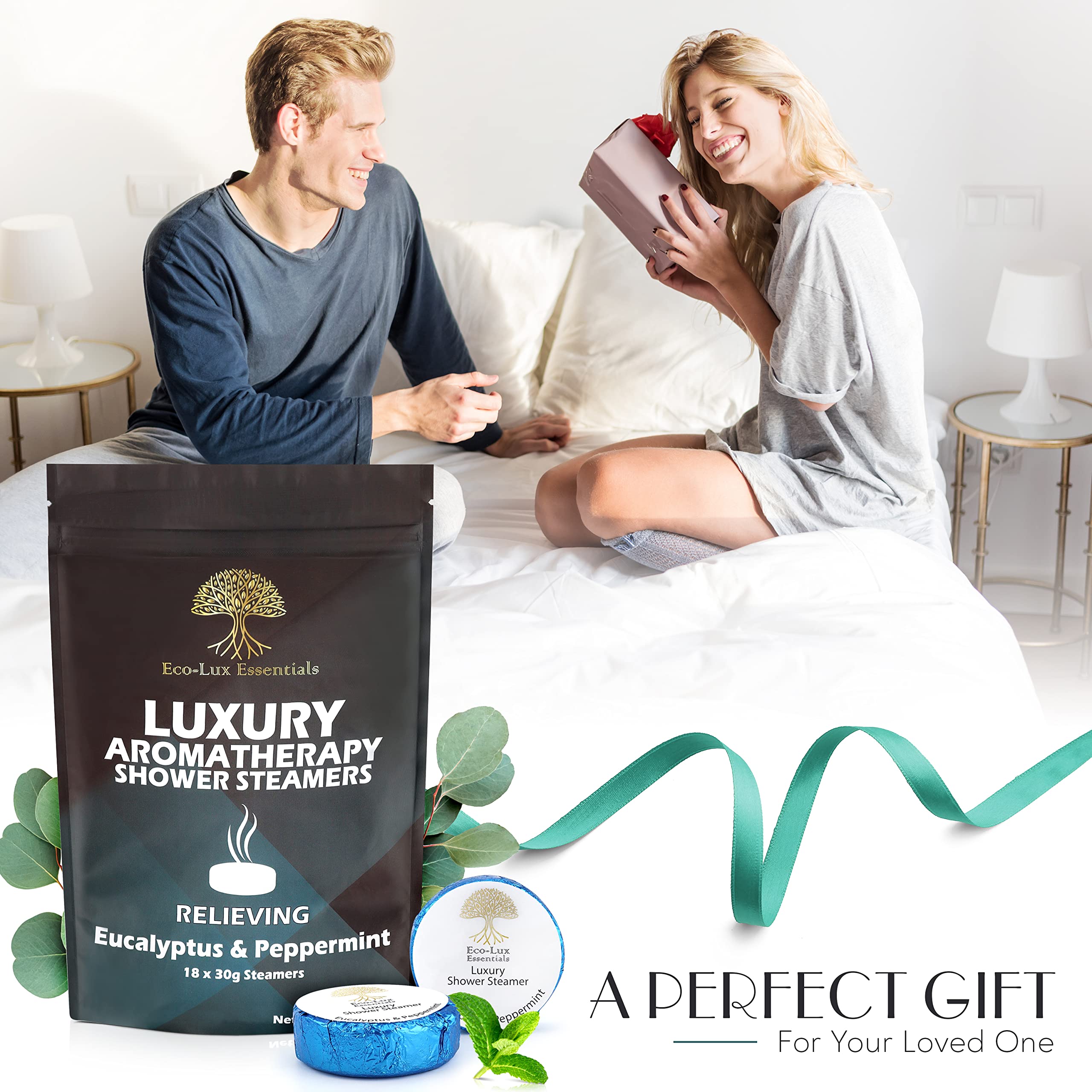 Vaporizadores de ducha de lujo, bombas de ducha, paquete de 18 aceites esenciales de eucalipto y menta para aromaterapia, mentol, regalos únicos para mujeres y hombres
