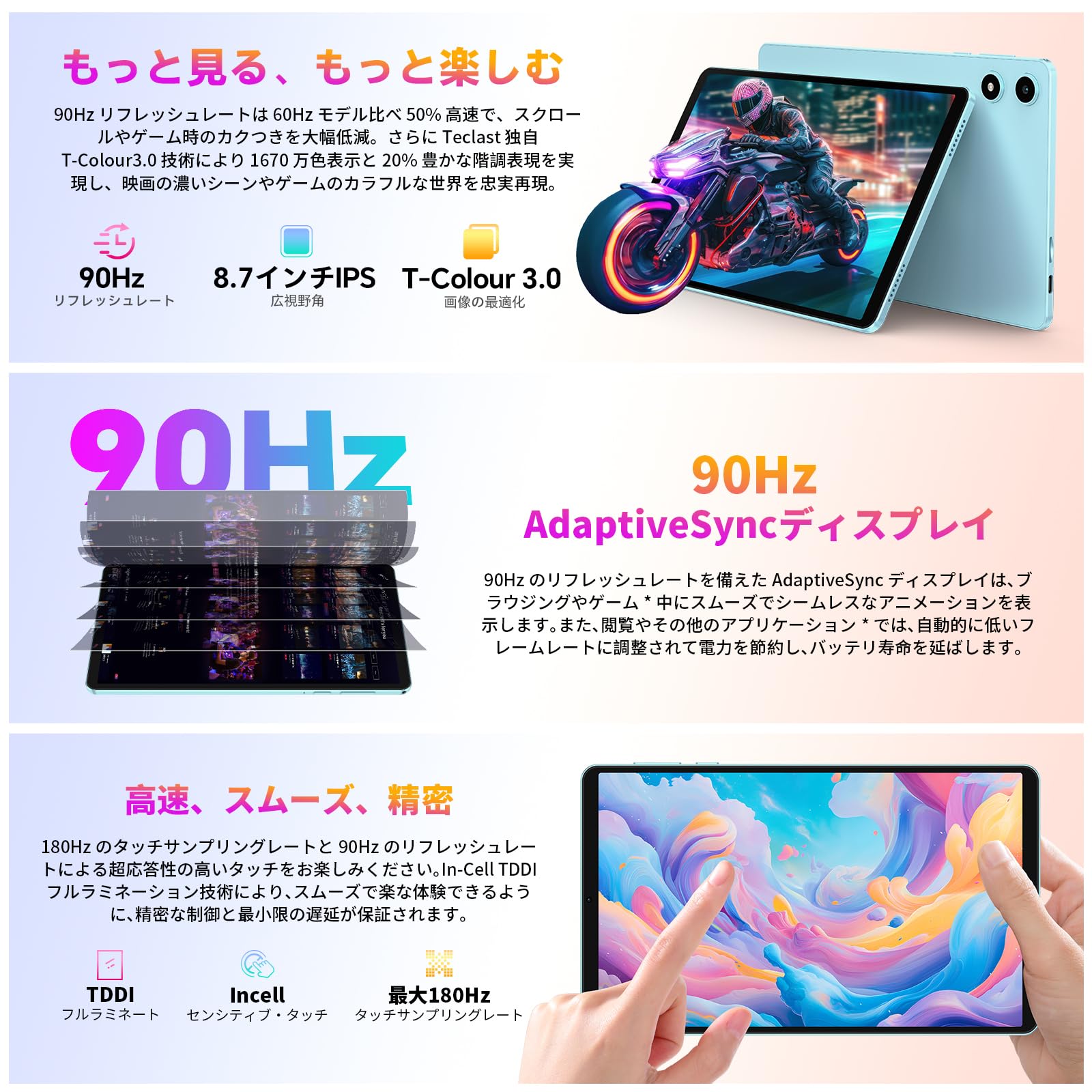 TECLAST P50Mini 8.7インチ Android 15 タブレット 90Hz
