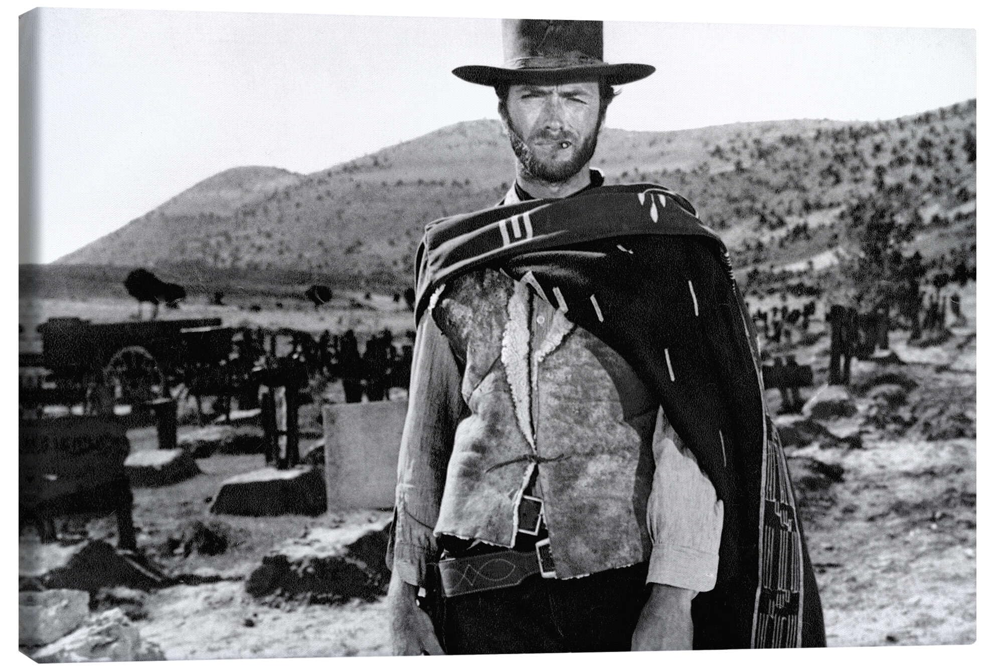 Posterlounge Clint Eastwood in un western Stampa su tela | 90 x 60 cm Quadri Decorazione per pareti