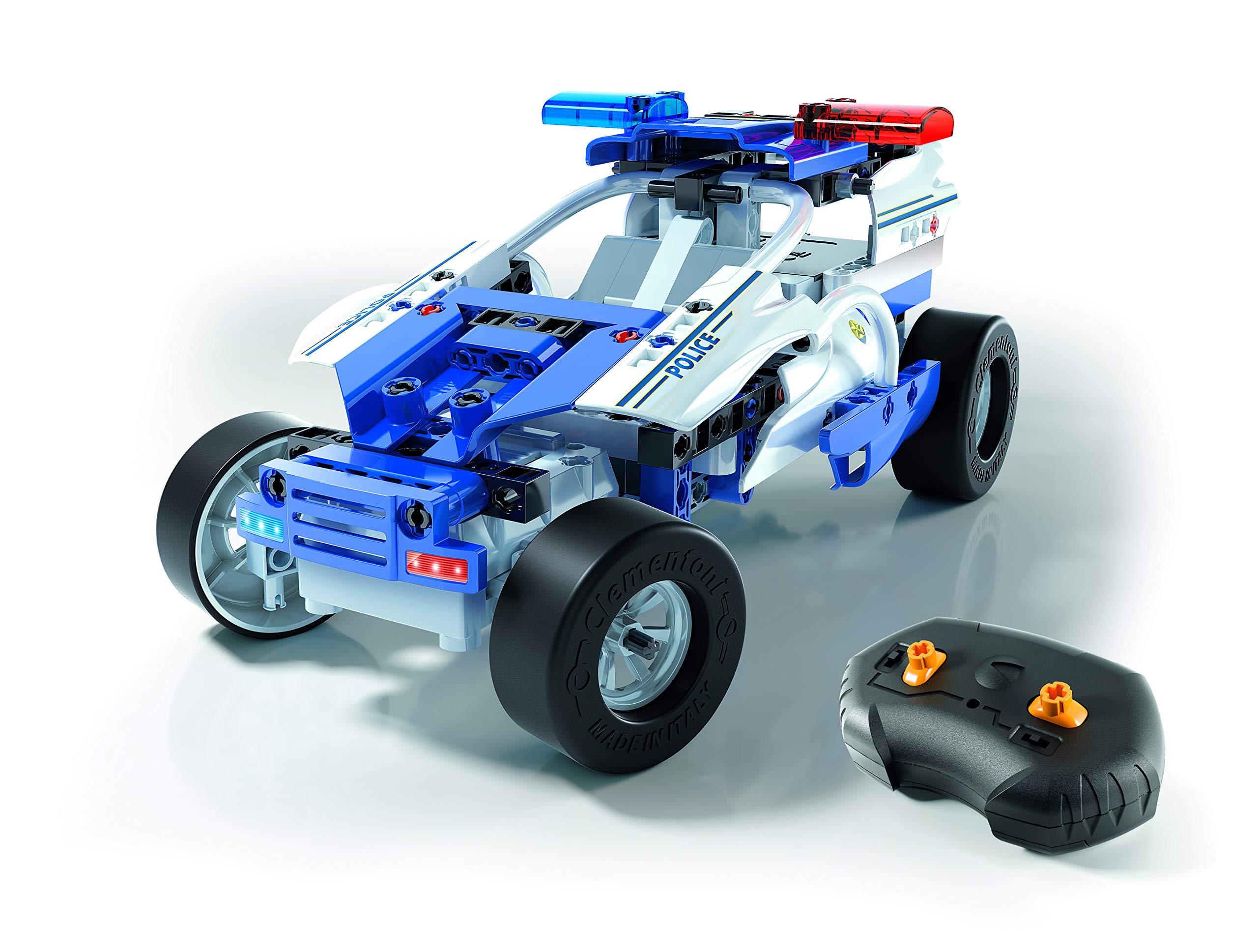 Clementoni - Ciencia y Juego Laboratorio de Mecánica - Coche de Policía Teledirigido, Multicolor, Único (55333)
