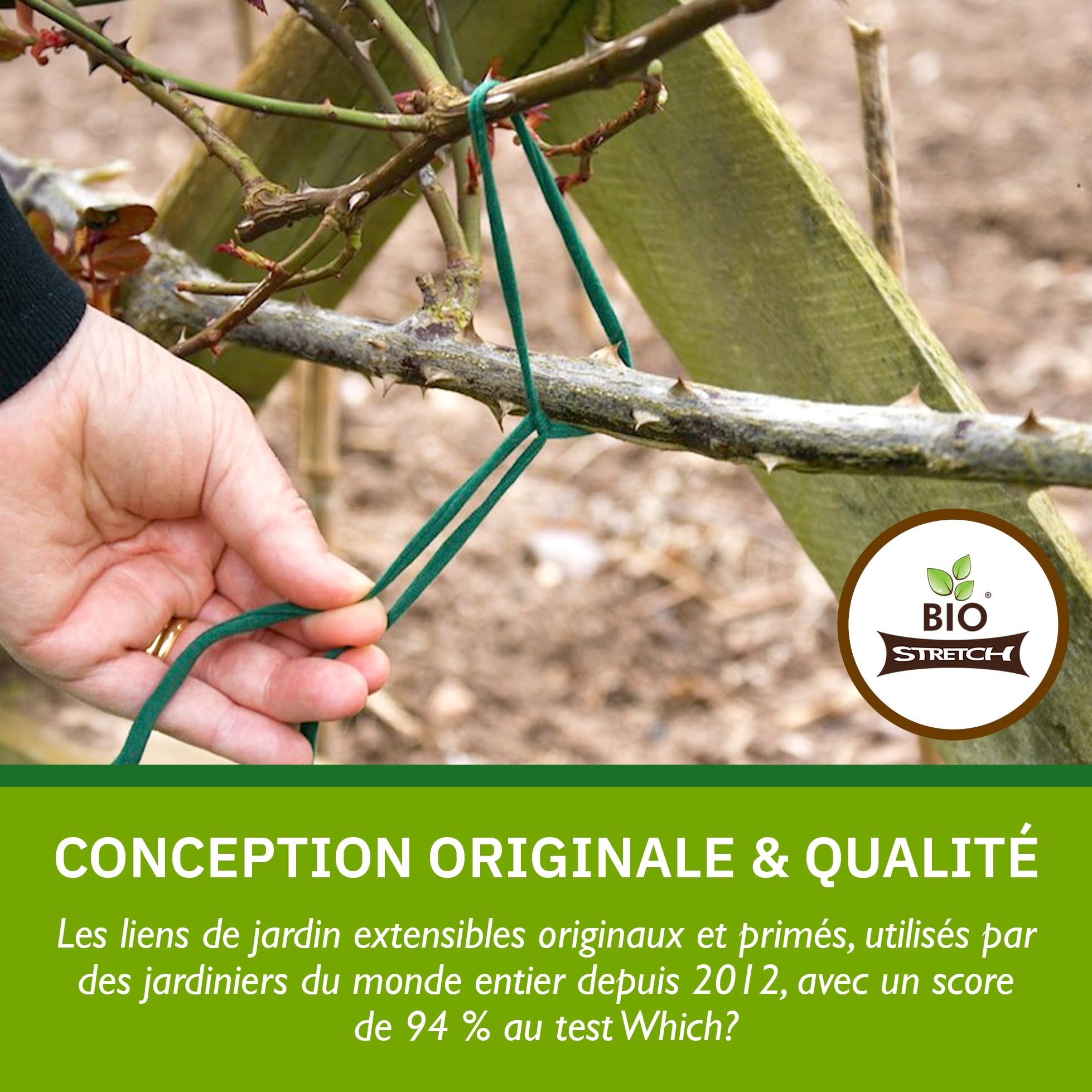 Bio-Stretch Liens de Jardin Souples pour Plantes d’Intérieur et d’Extérieur – Résistants et Extensibles, Ficelle Découpable pour Plantes Grimpantes, Tomates et Jardinage à Domicile (40m / Vert)