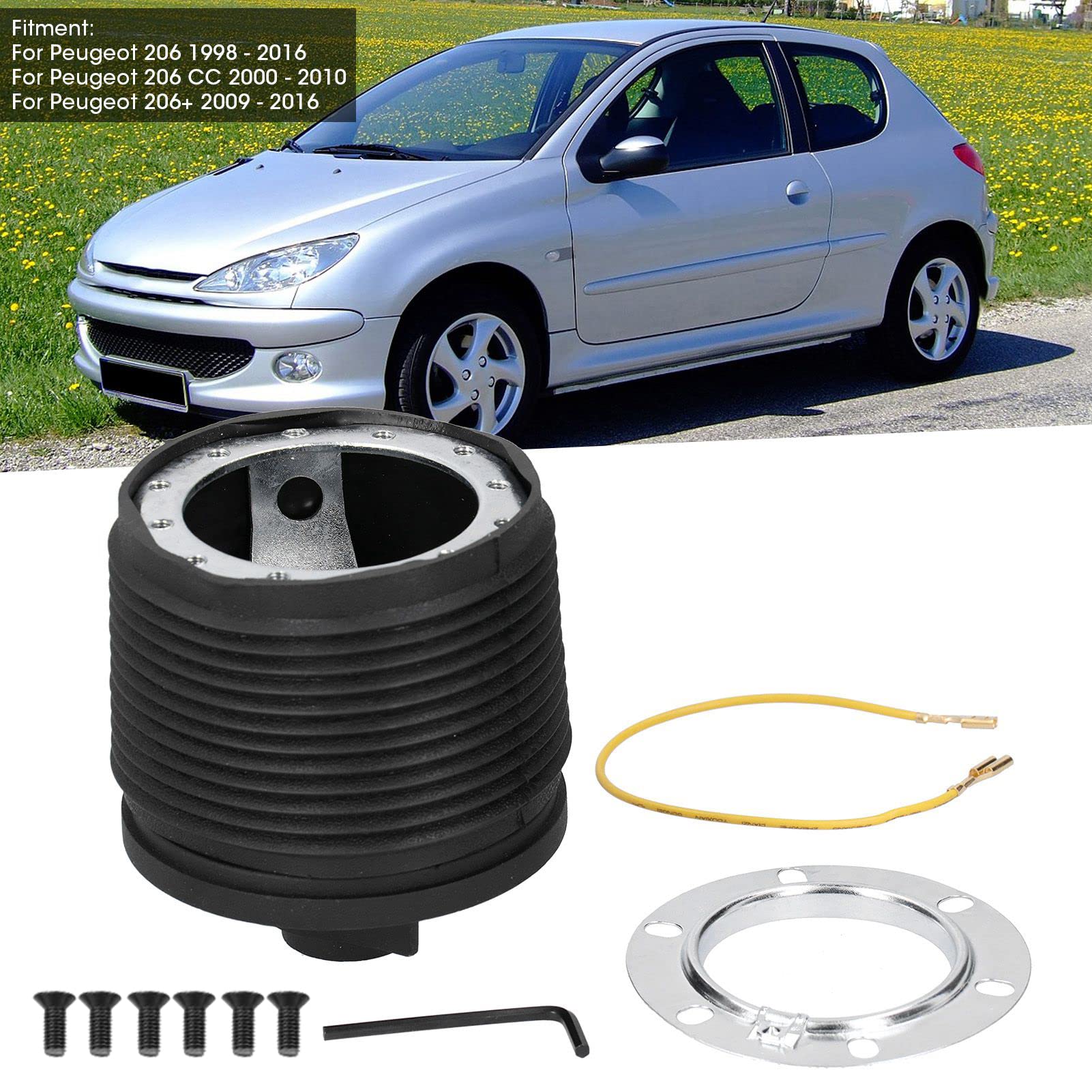 Moyeu de Volant pour 206 1998 2016, Adaptateur de Volant Compatible pour Intérieur d'automobile