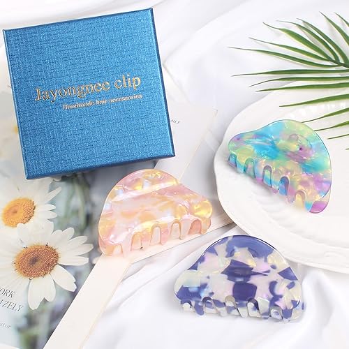 Miniatura 7 de Pinzas para el cabello para mujer, pinzas de pelo de concha para cabello fino, pasadores de pelo acrílico de diseño francés con impresión accesorios