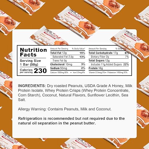 Miniatura 2 de ProGo Barritas energéticas de proteínas - Caramelo salado crujiente - Paquete de 0.42 - 0.56oz de proteína - Sin gluten - Endulzadas con miel natural